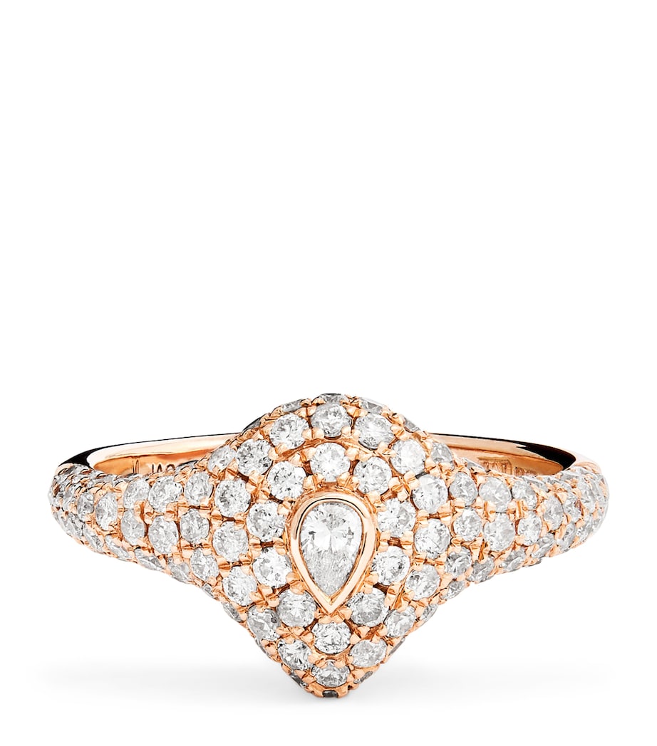 Rose Gold and Diamond Teardrop Signet Ring ROSE GOLD Image 1