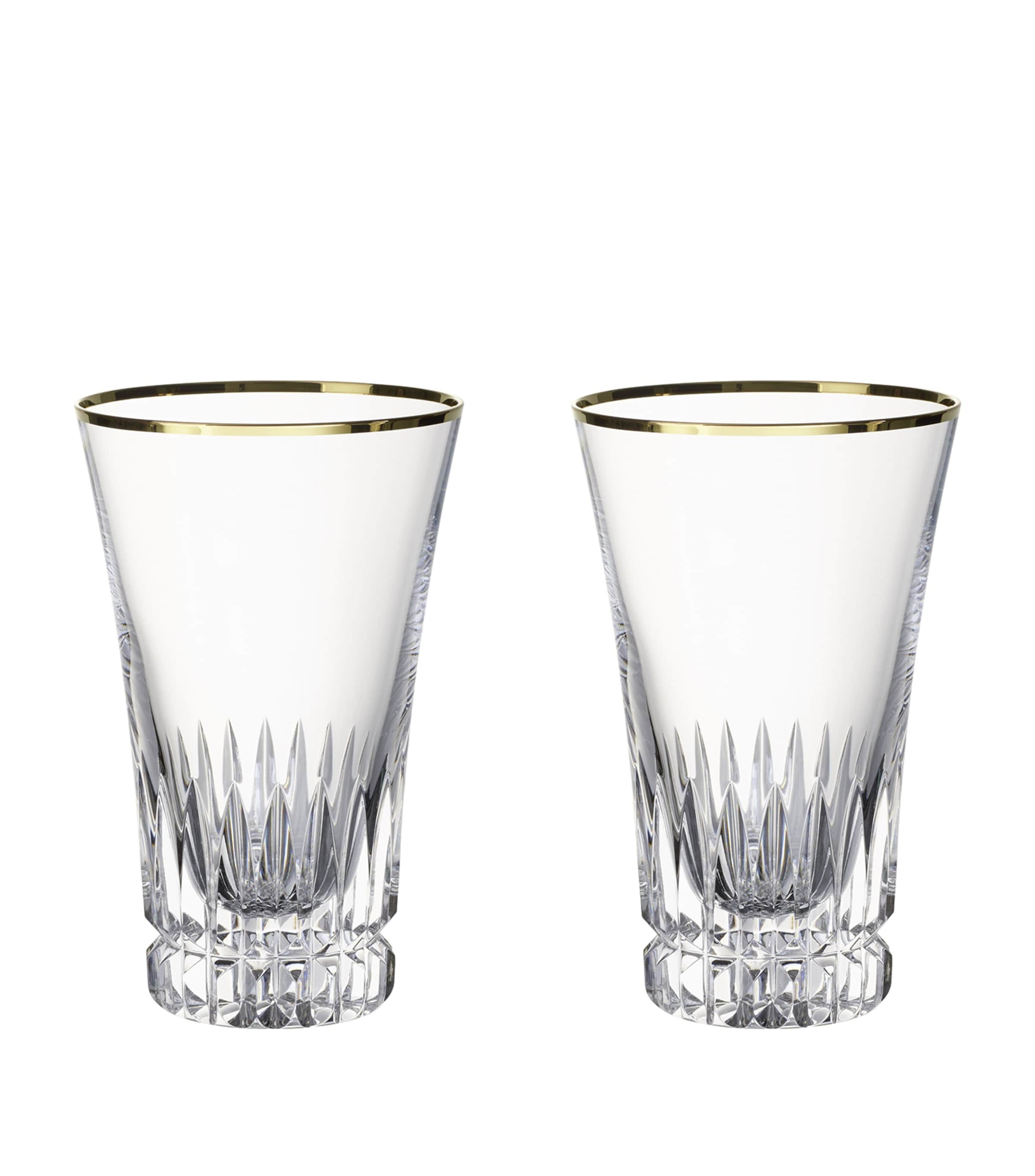 Villeroy & Boch Set Of 2 Grand Royal Gold Tall Tumblers In Clear