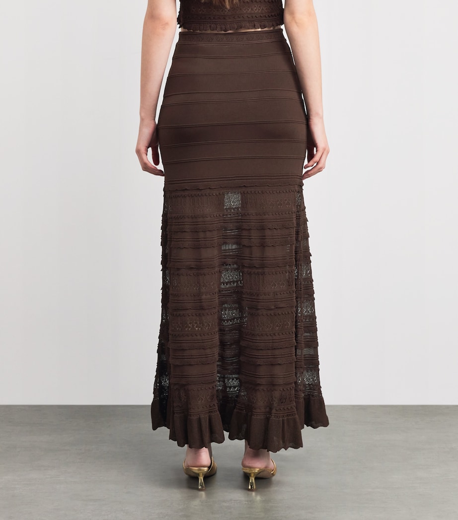 Sandro Paris Womens Panelled Maxi Skirt Brown Image 5