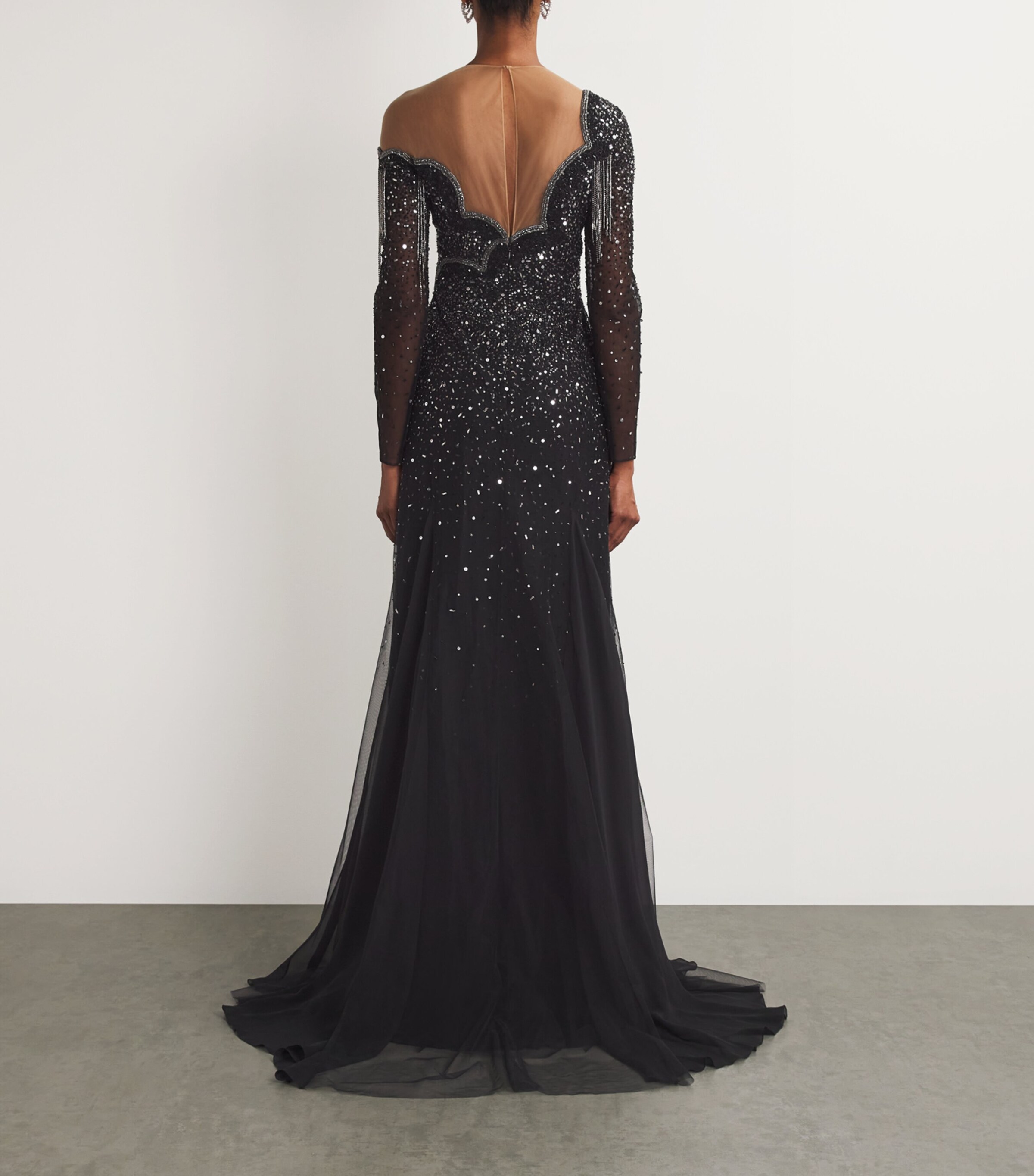 GEORGES HOBEIKA Womens Embellished Asymmetric Gown Black/anthracite Image 3