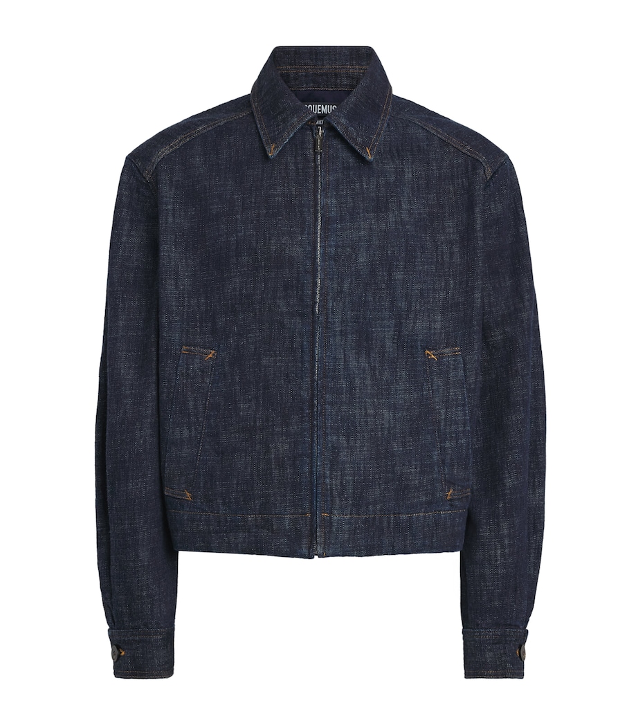 Jacquemus Mens Logo Denim Jacket Dark Navy Image 1