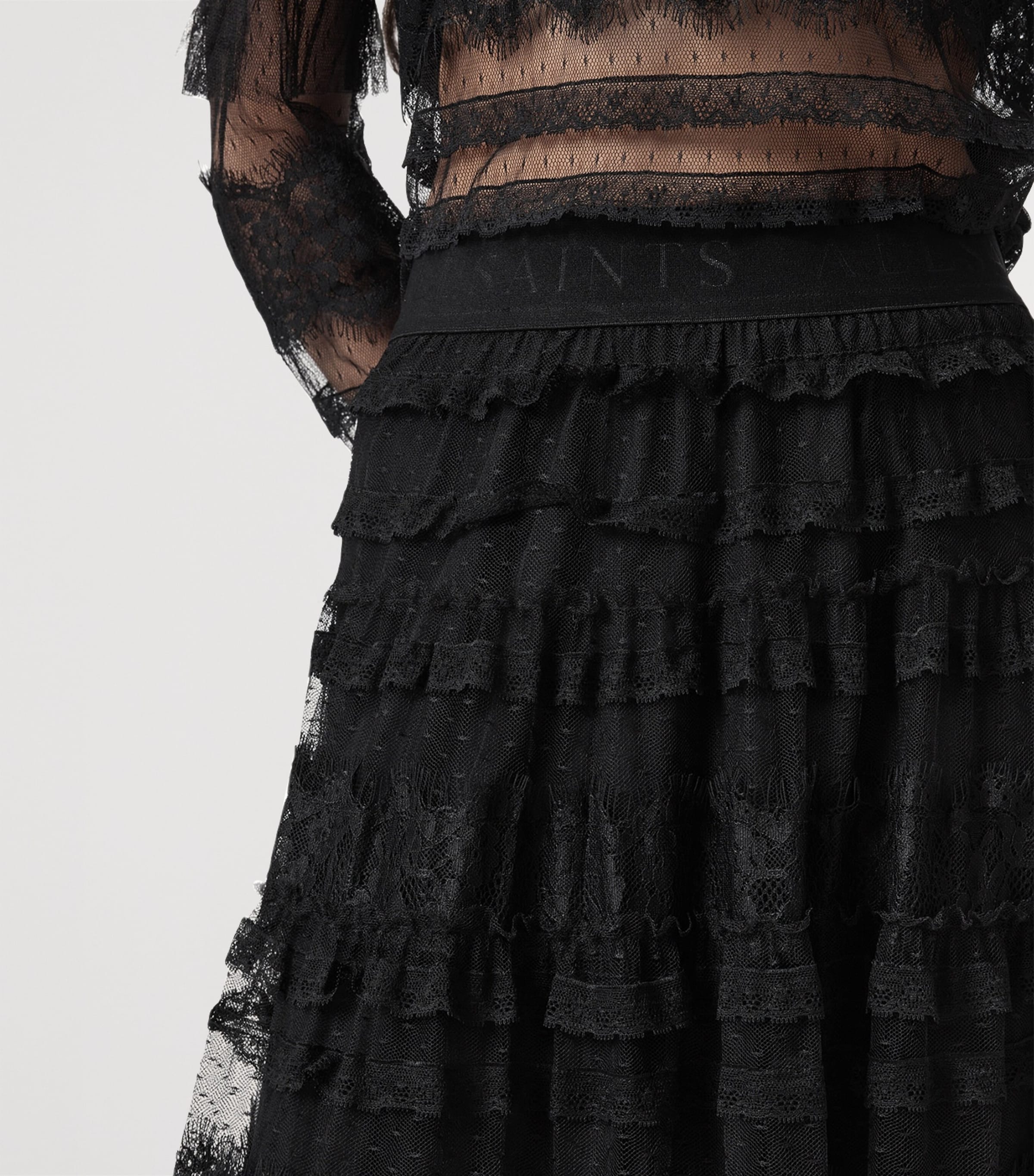 AllSaints Womens Tulle Arlea Skirt Black Image 9