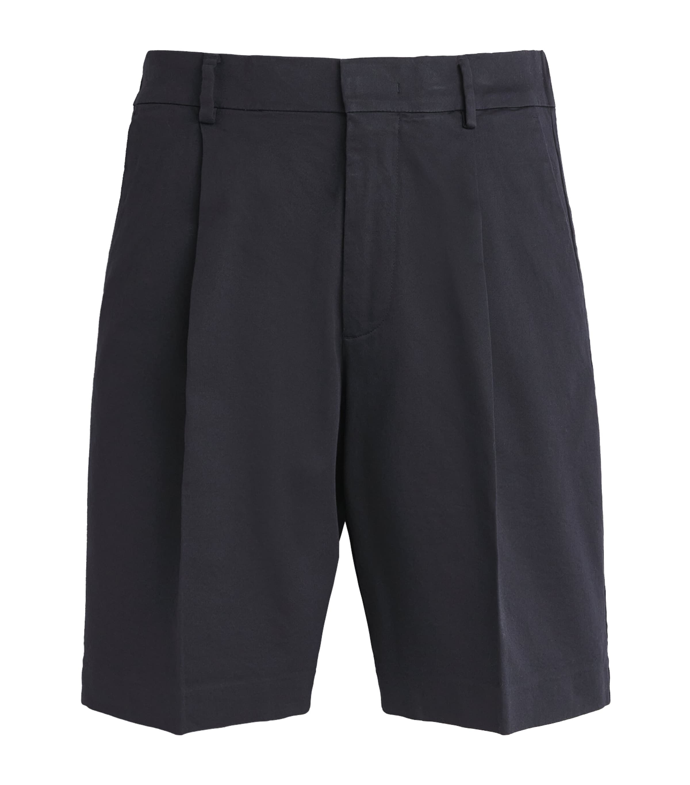NN.07 Stretch-Cotton Kay Pleated Shorts Navy Blue