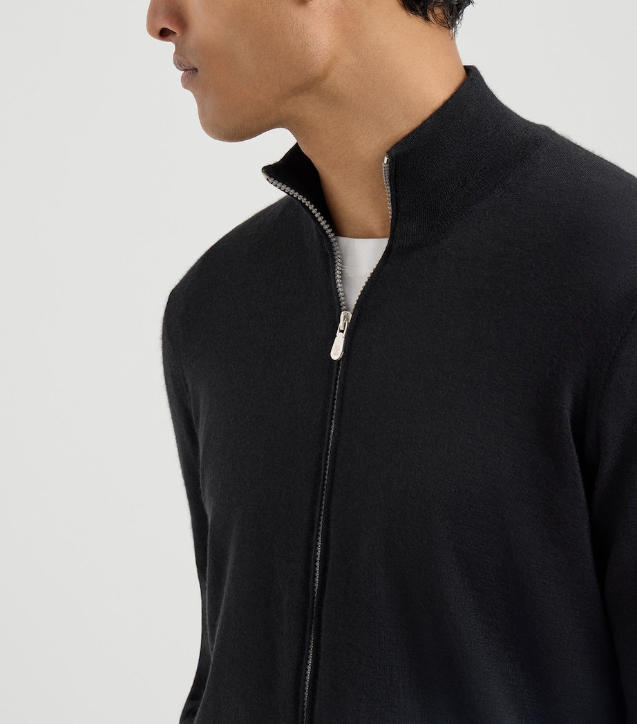 Brunello Cucinelli Mens Cashmere-Silk Zip-Up Cardigan Image 6
