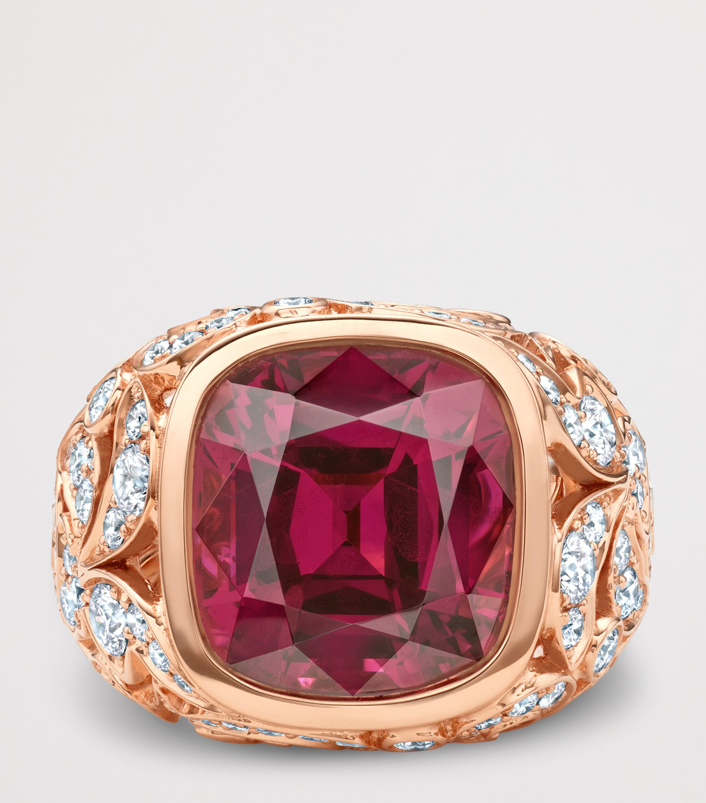 Boodles Rose Gold, Diamond and Garnet The Palace Collection Royal Damask Ring Red Image 3