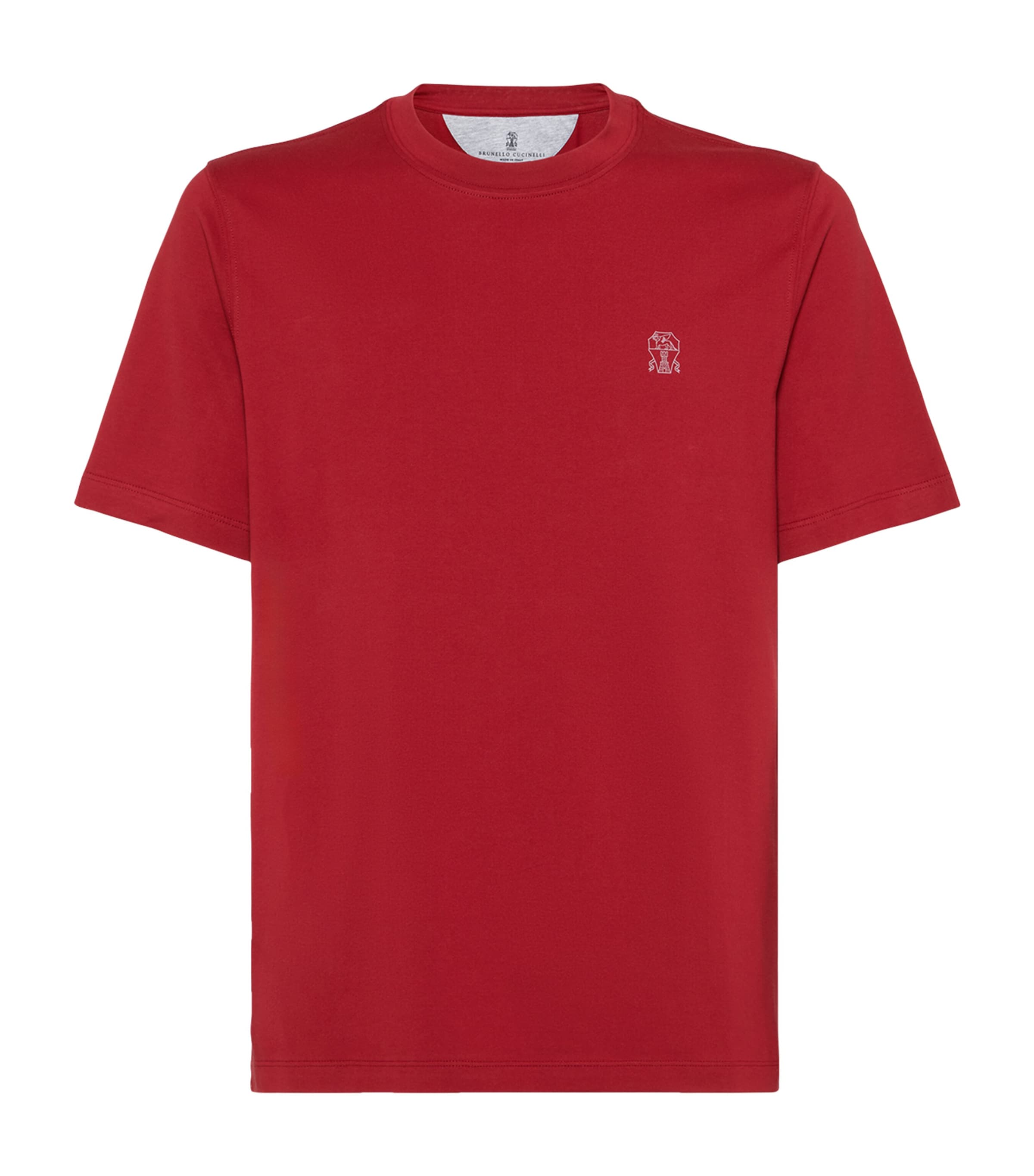 Brunello Cucinelli Cotton Jersey Crew Neck T-shirt With Logo Clothing In Red