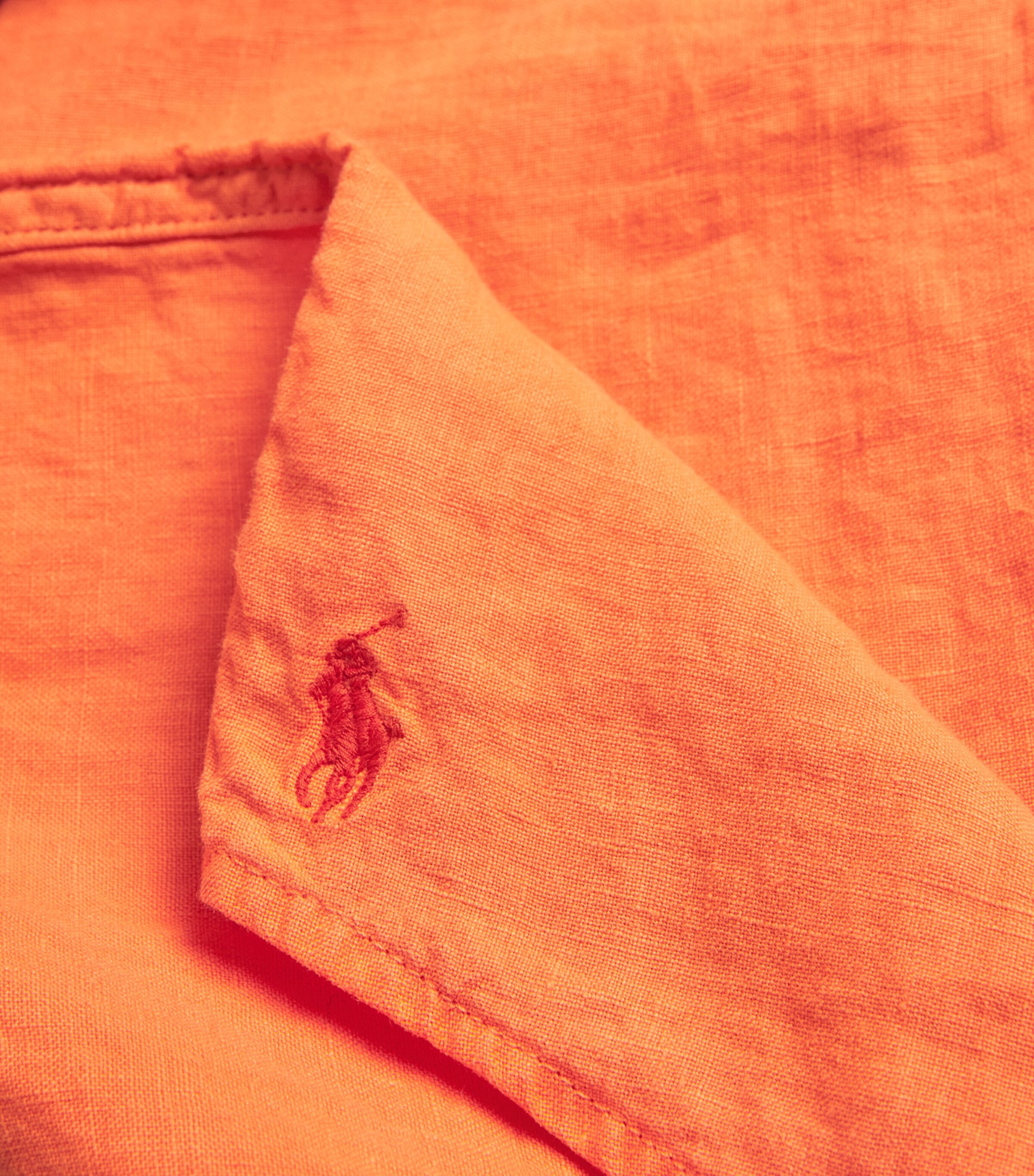 Polo Ralph Lauren Mens Linen Pull-Over Shirt Orange Image 5