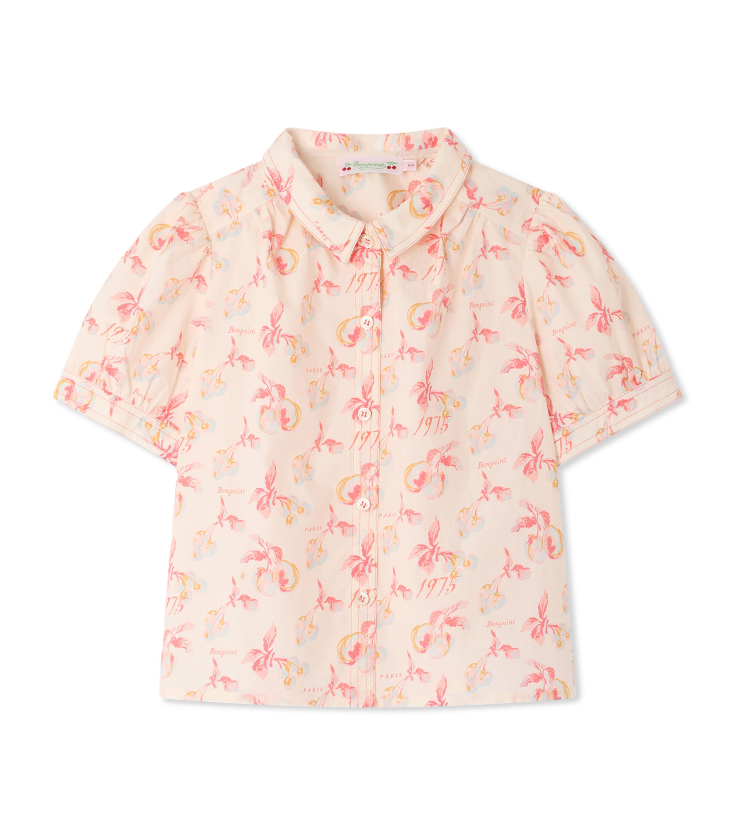Bonpoint Printed Short-Sleeve Shirt (4-8 Years) Im Ecru Image 1