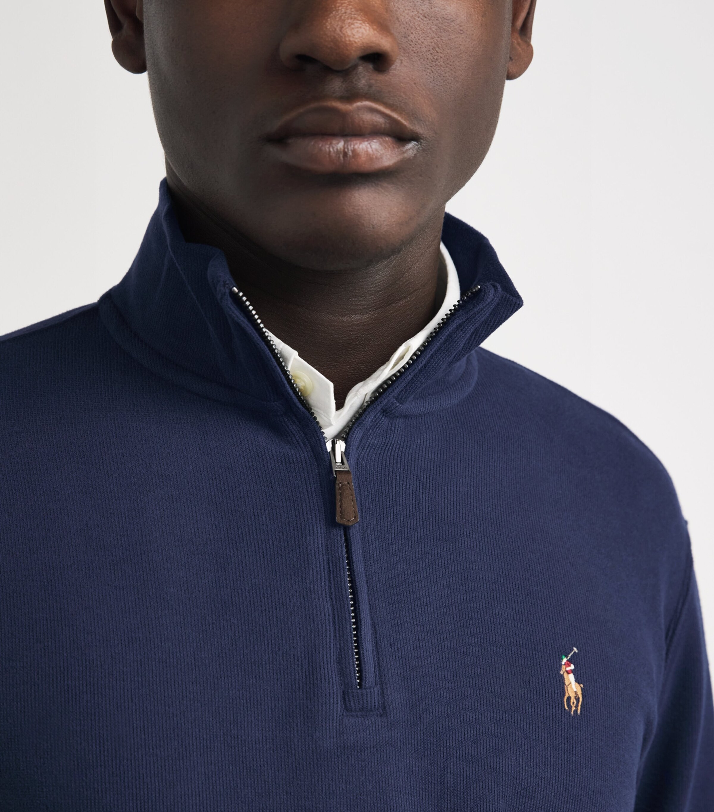 Polo Ralph Lauren Navy Cotton Quarter-Zip Sweatshirt | Harrods US