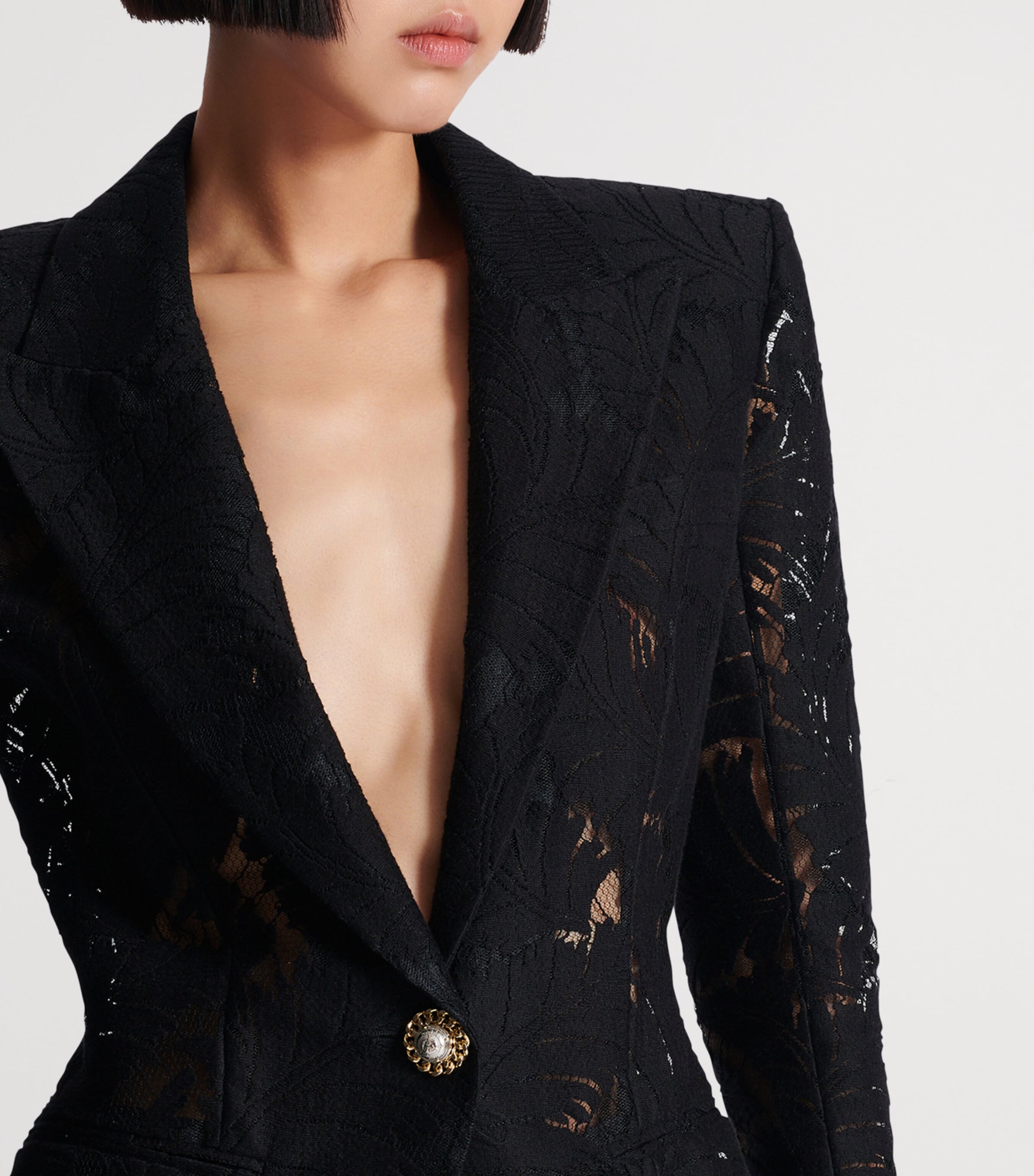 BALMAIN レザーシャツ　ブラック　レディース　11号（Lサイズ相当） レディス開襟 七分袖ブラウス | レディース | 1枚 | FB4039L