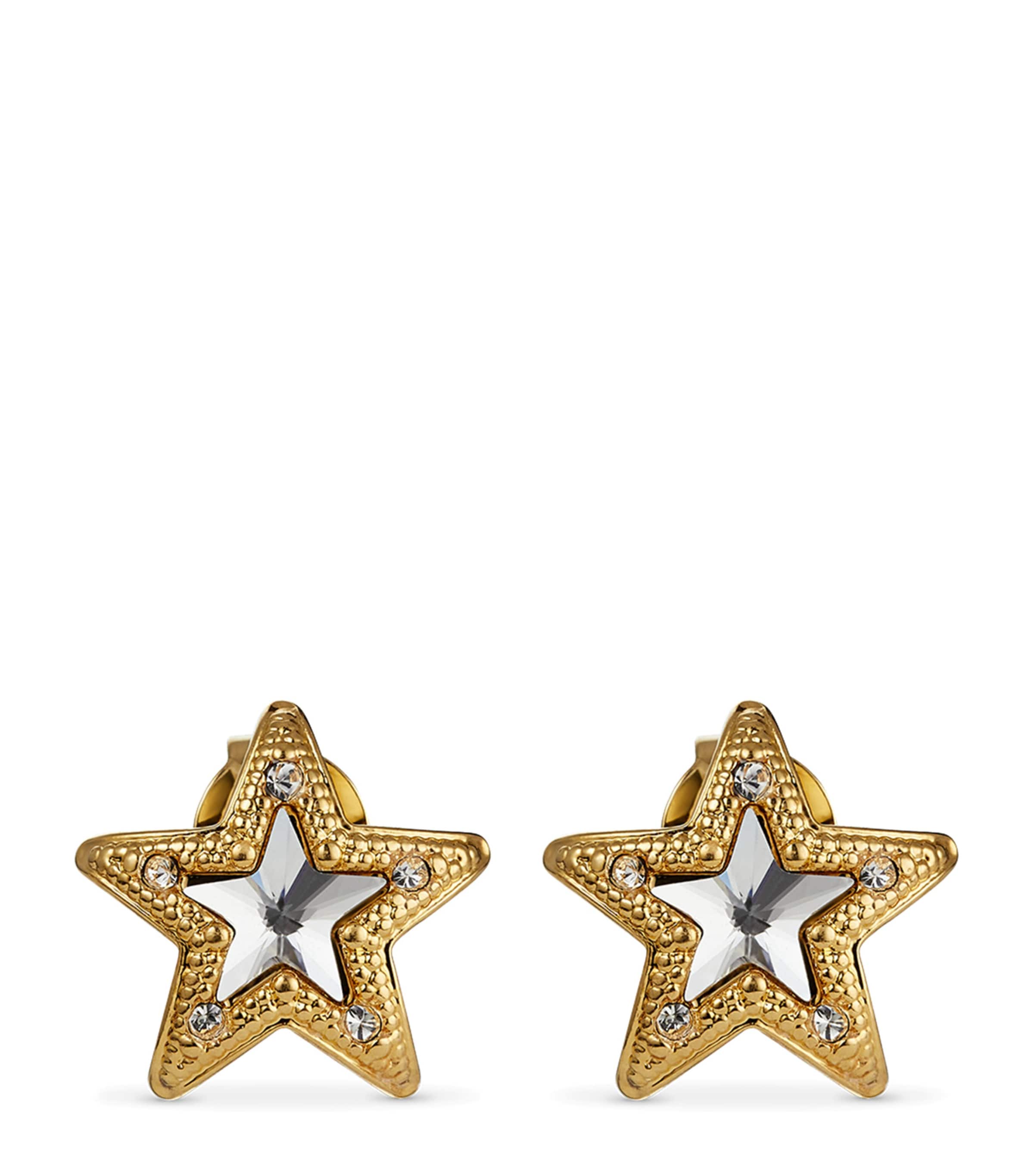 Jimmy Choo Crystal Star Stud Earrings In Gold