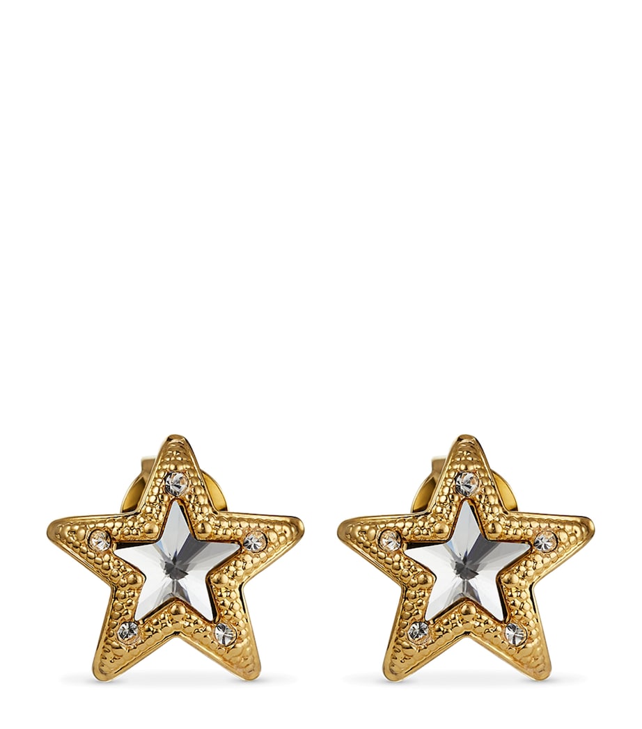 Crystal Star Stud Earrings GOLD Image 1