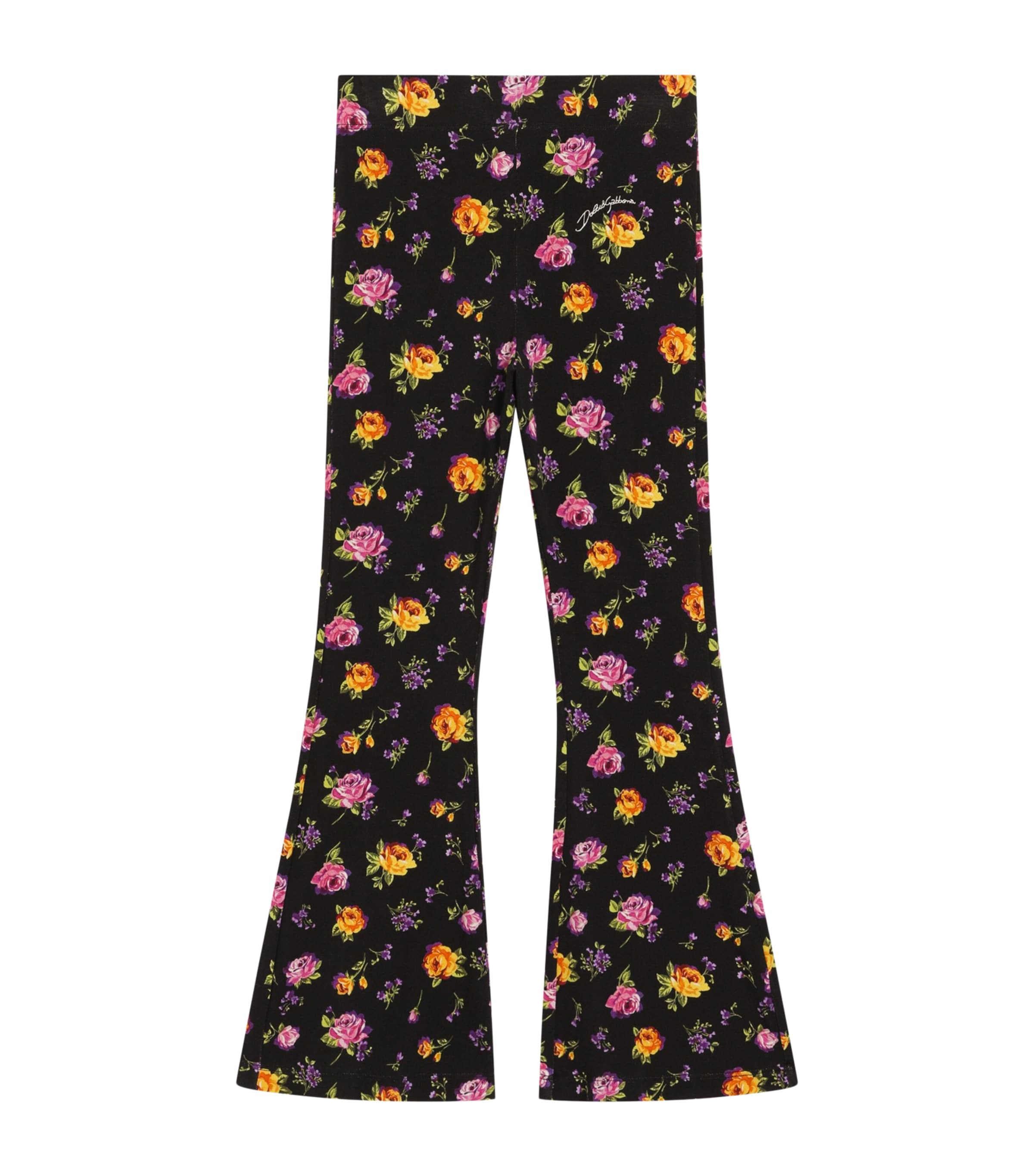 Dolce&Gabbana Kids Floral Flared Leggings (8-12+ Years) Rose/mazzolini Image 1