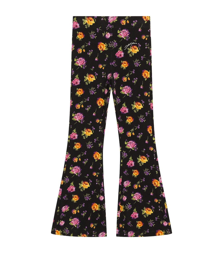 Dolce&Gabbana Kids Floral Flared Leggings (8-12+ Years) Rose/mazzolini Image 1