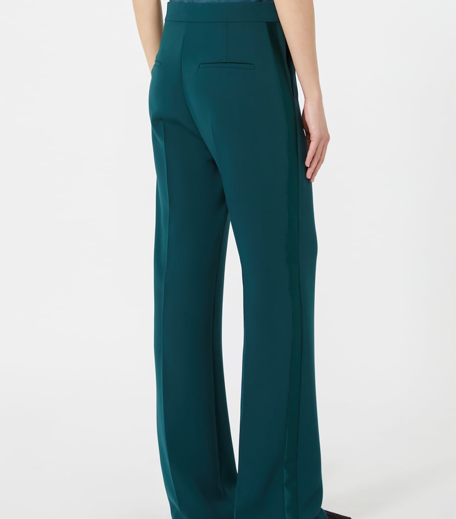Max Mara Womens Flared Tuxedo Trousers Dark Green Image 4