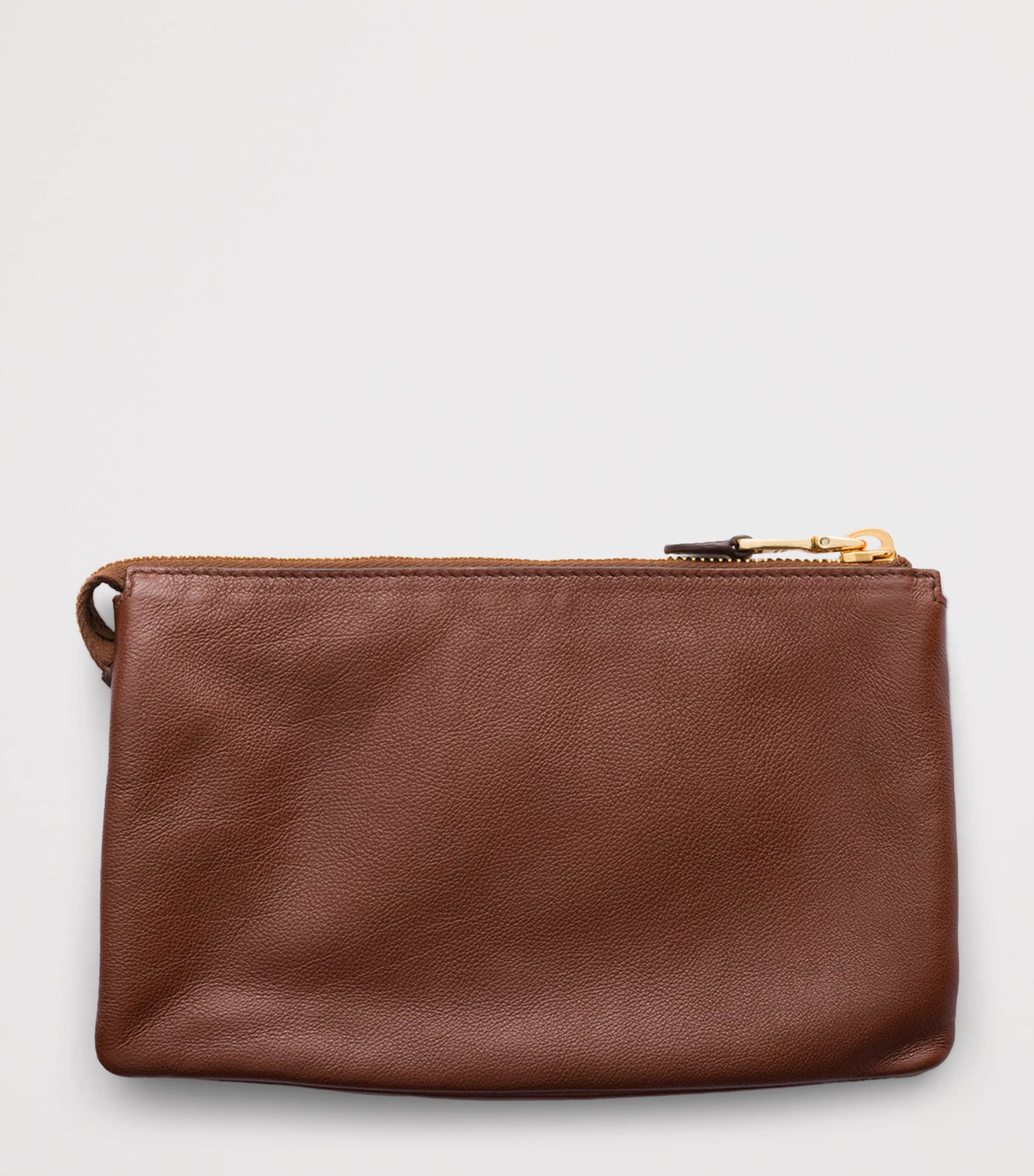 Prada Leather Logo Pouch Brown Image 3