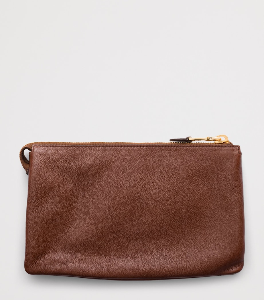 Prada Leather Logo Pouch Brown Image 3