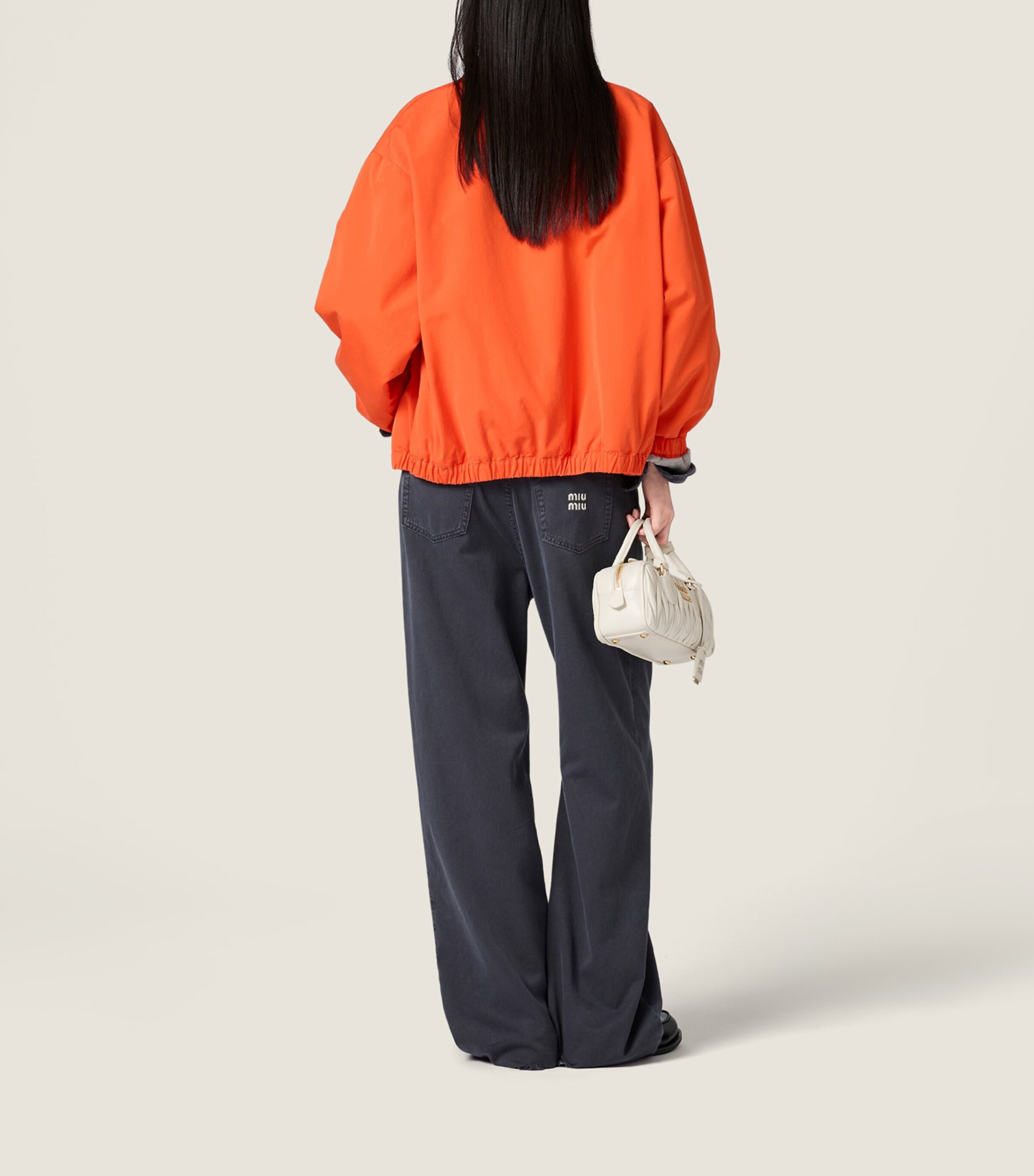 Miu Miu Womens Cotton Poplin Blouson Jacket Orange Image 3