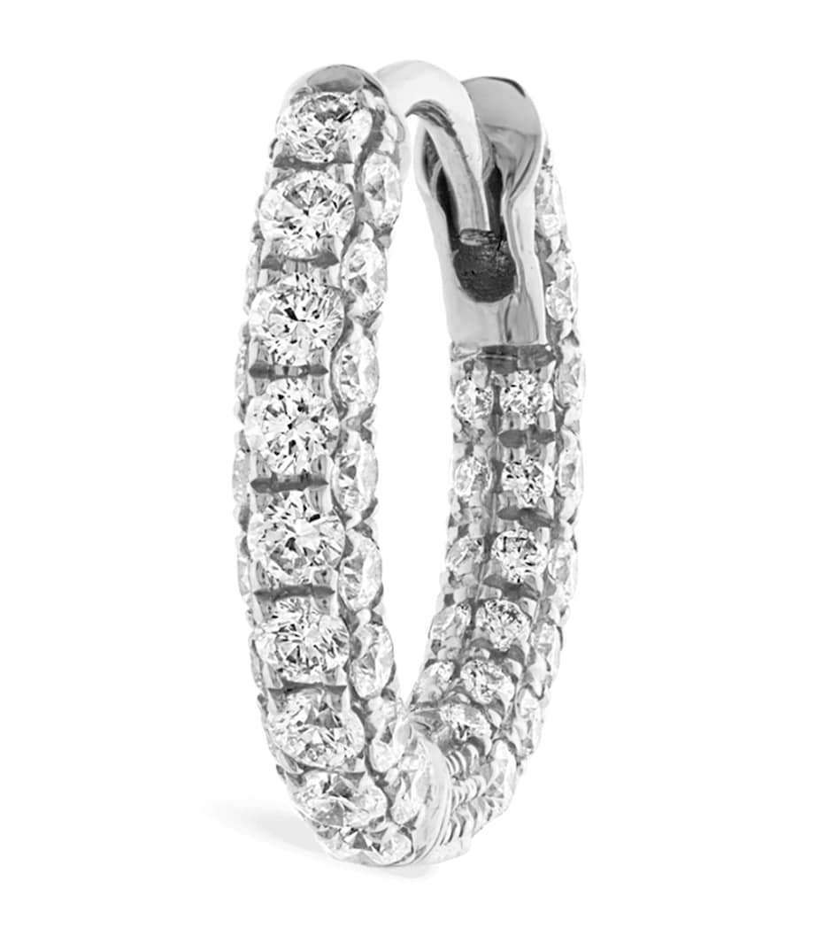 Diamond Five Row Pavé Single Hoop Earring (8mm) WHITE GOLD Image 1