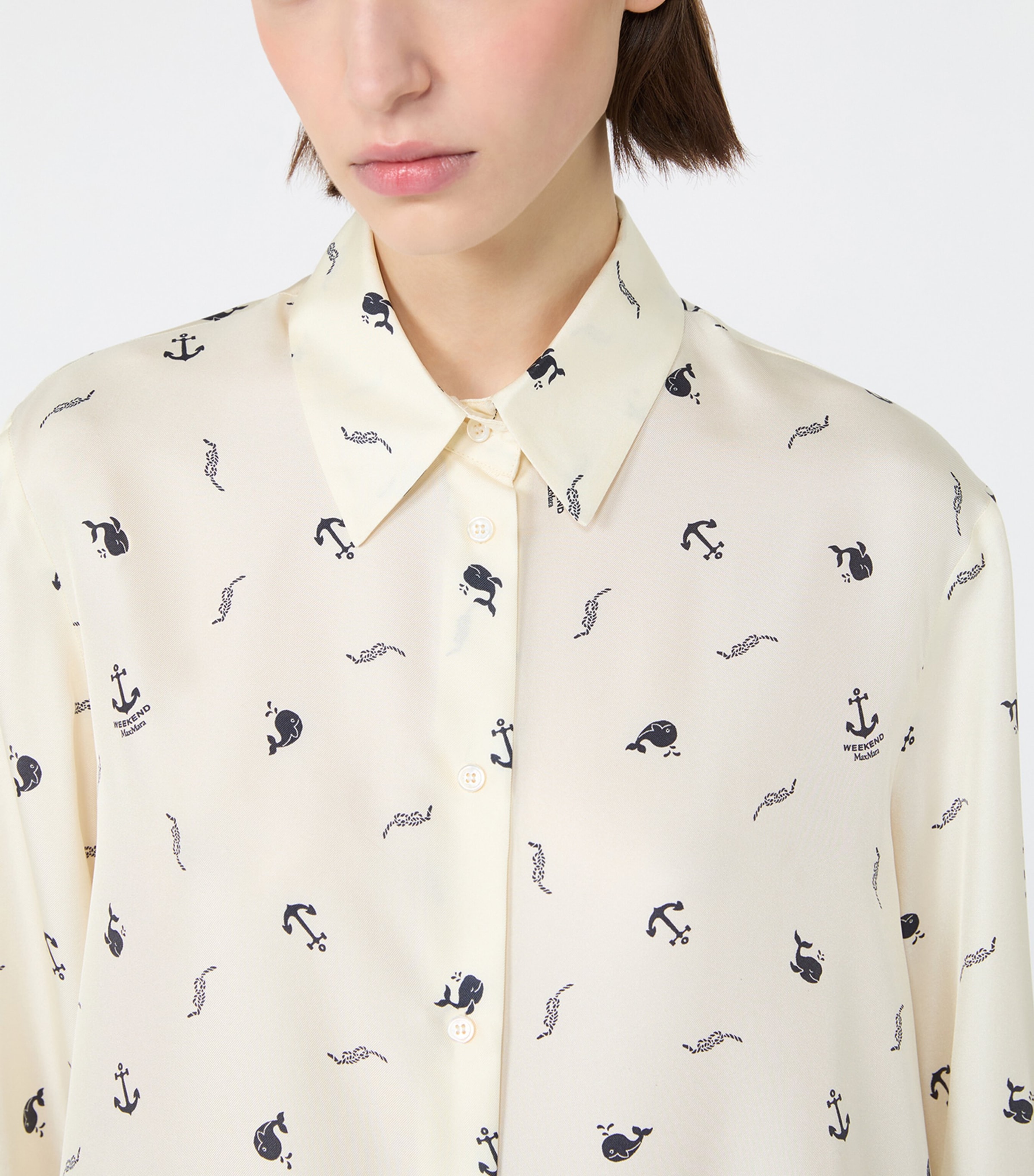 Weekend Max Mara Womens Silk Printed Shirt Ivory Image 6