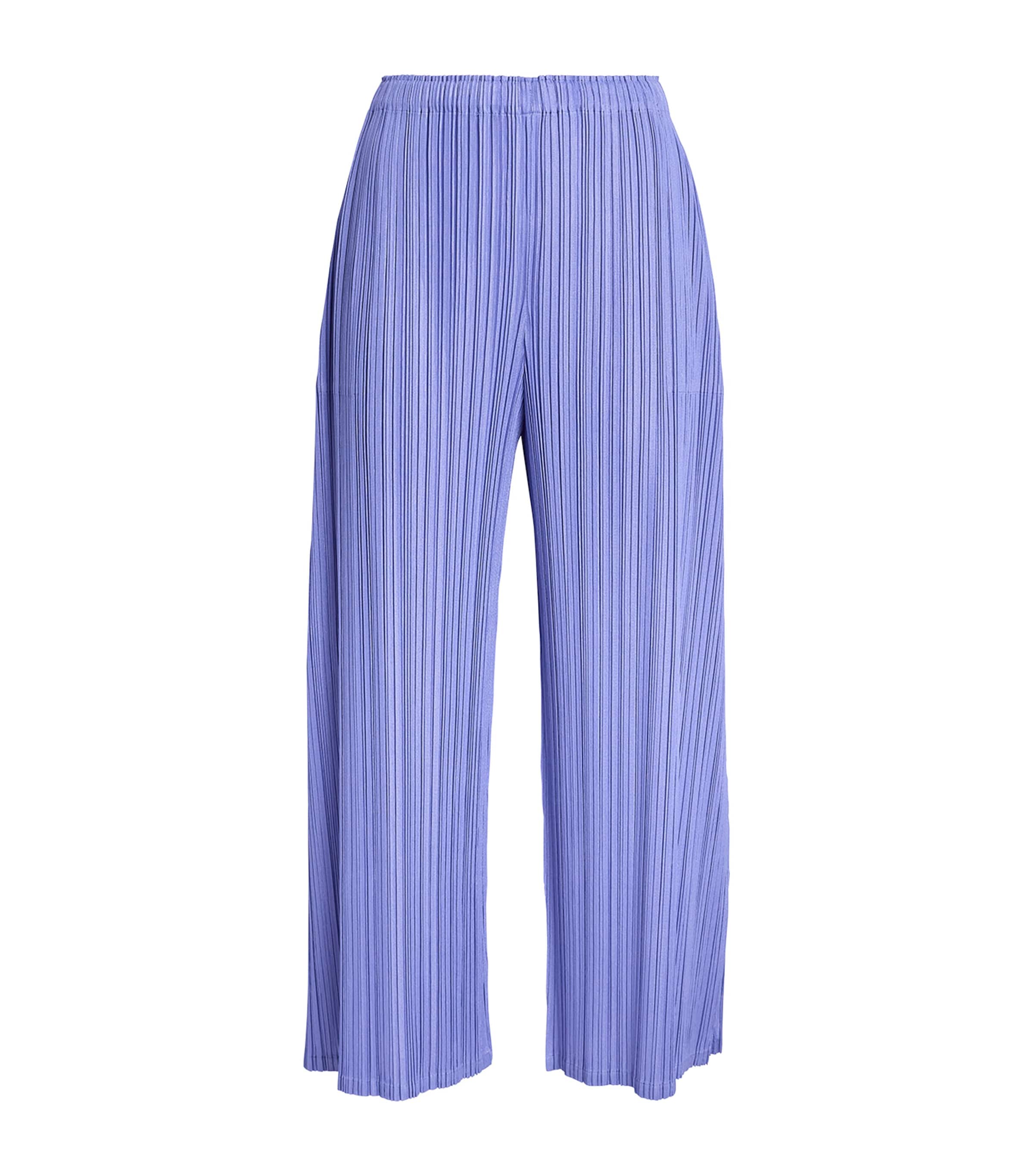 Issey Miyake March Pleated Wide Leg Trousers In Blue