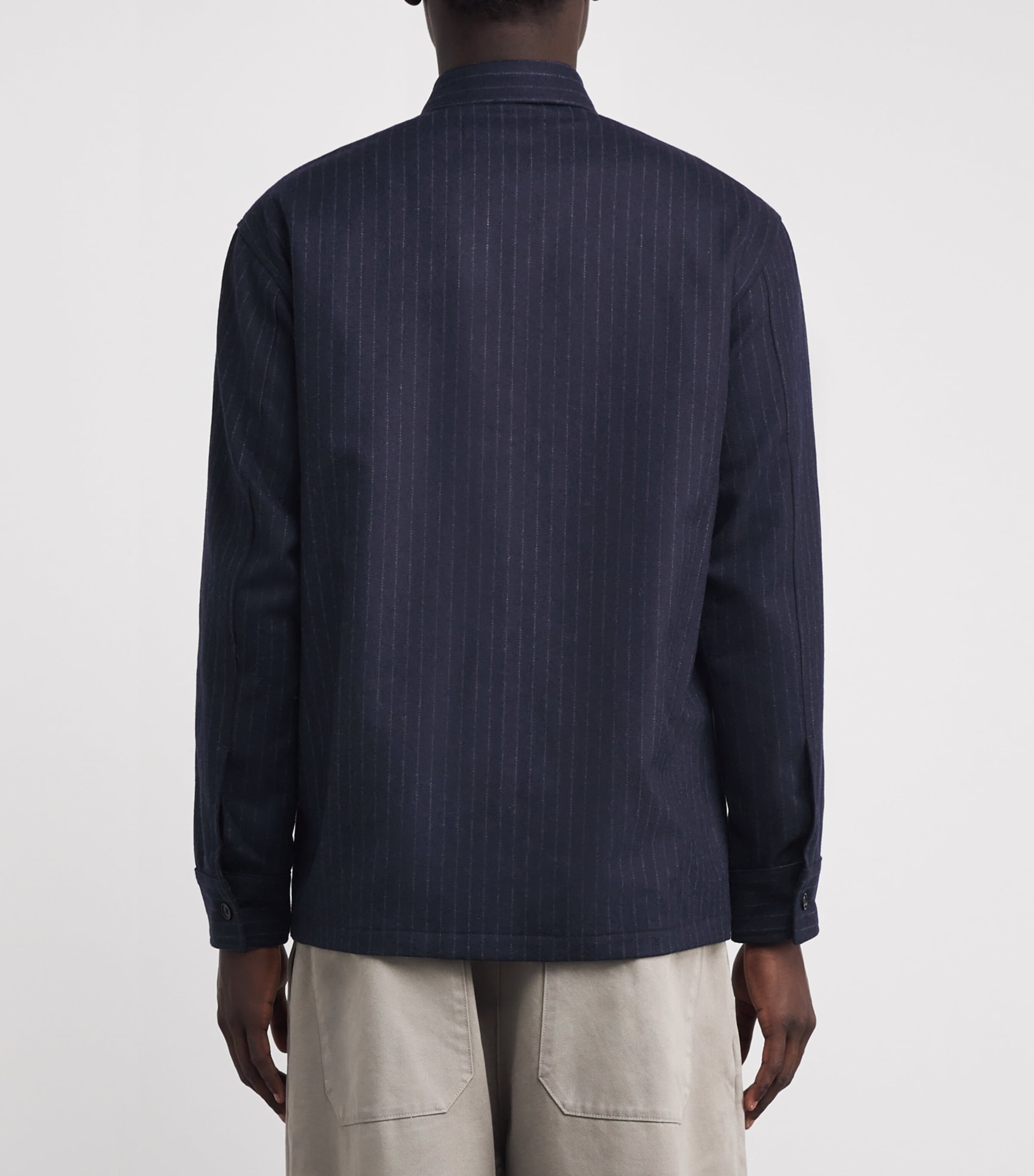 Wool-Blend Stripe Overshirt NAVY STRIPE Image 4