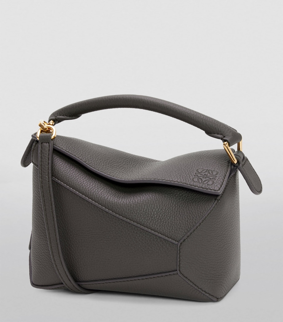 Mini Leather Puzzle Edge Top-Handle Bag DARK GREY Image 3