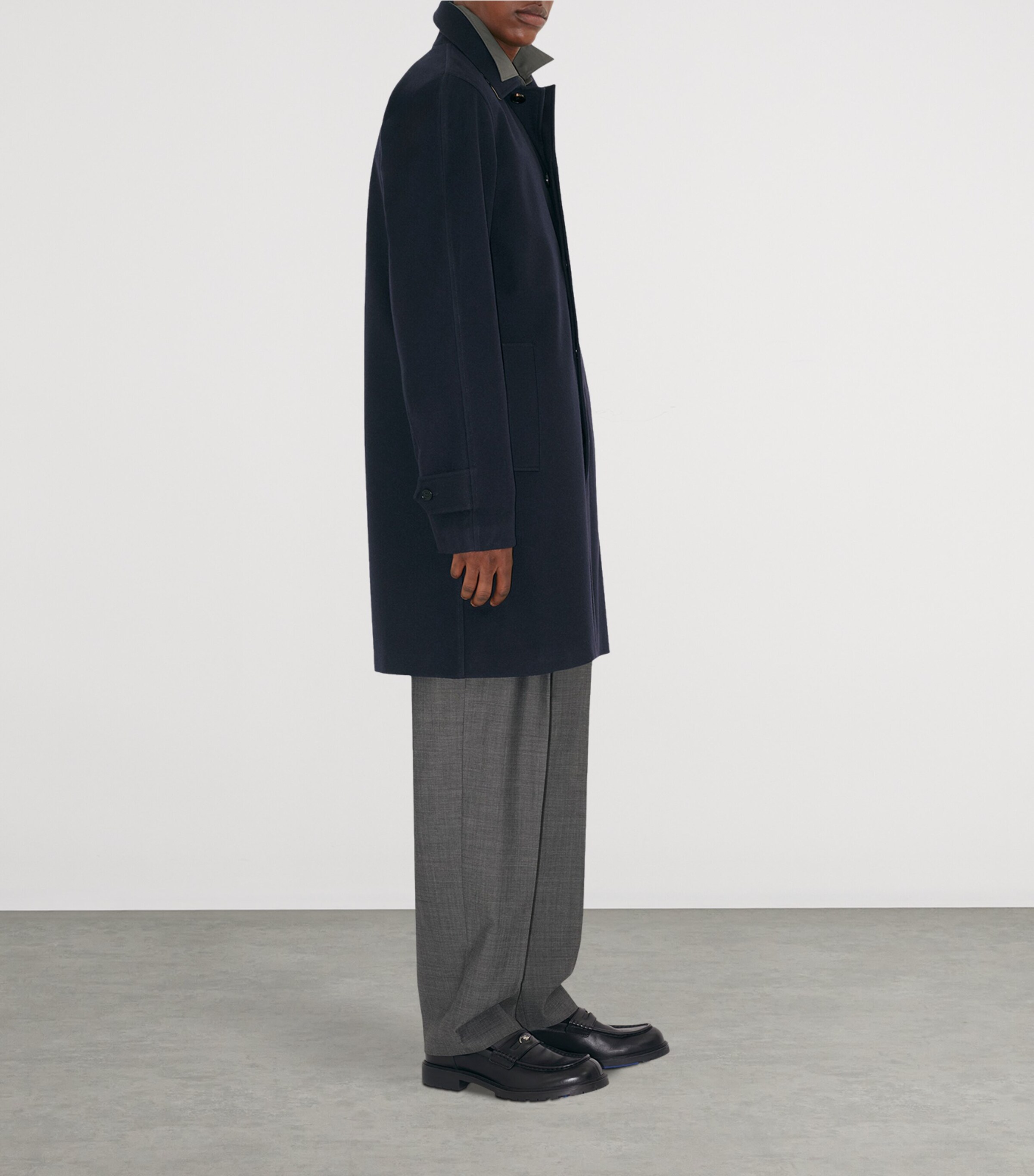 Burberry Mens Cashmere Mid-Length Car Coat Navy Image 3