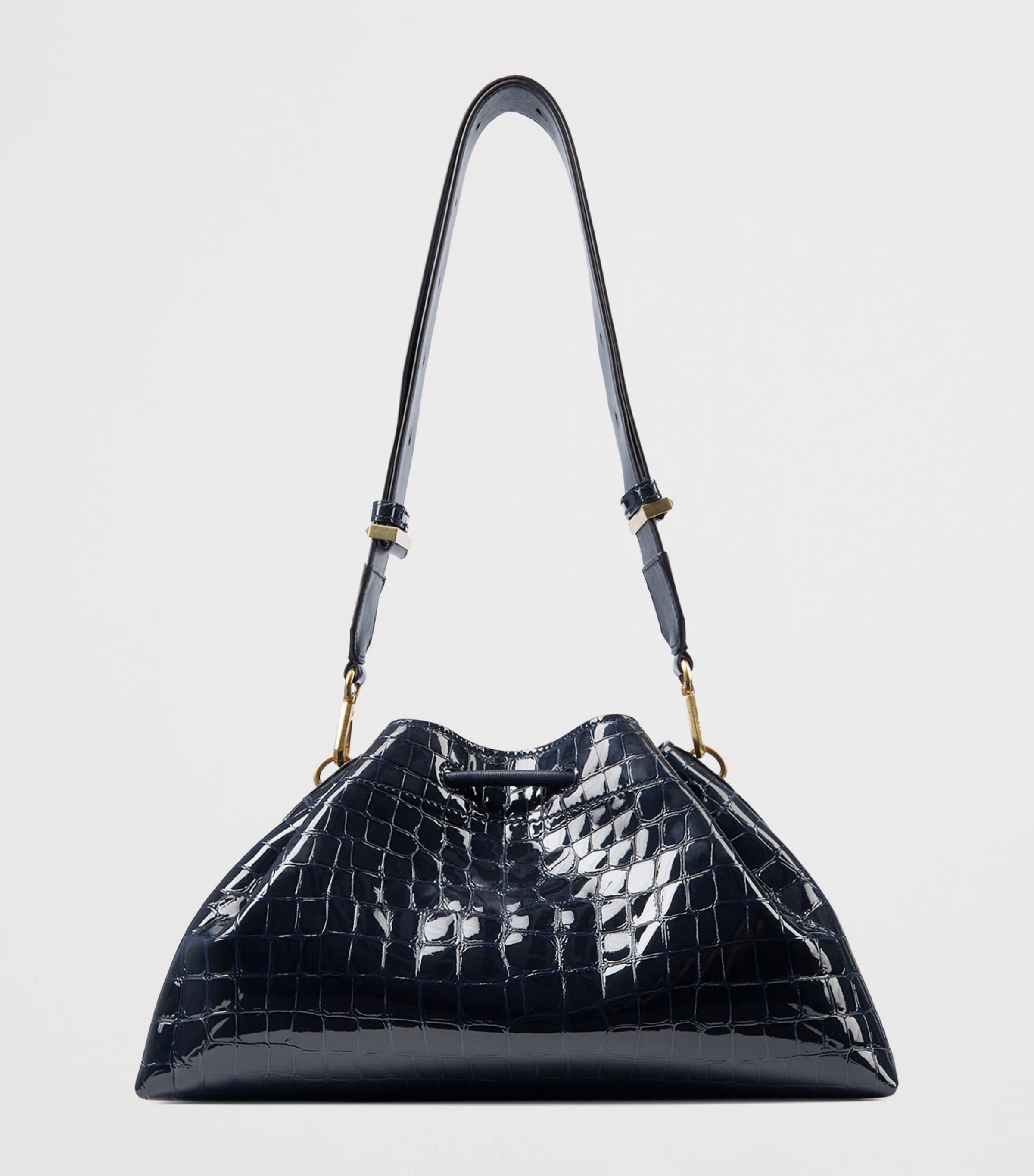 Jimmy Choo Croc-Embossed Bon Bon Shoulder Bag Marine/gold Image 3