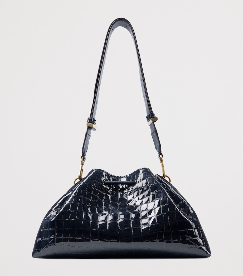 Jimmy Choo Croc-Embossed Bon Bon Shoulder Bag Marine/gold Image 3