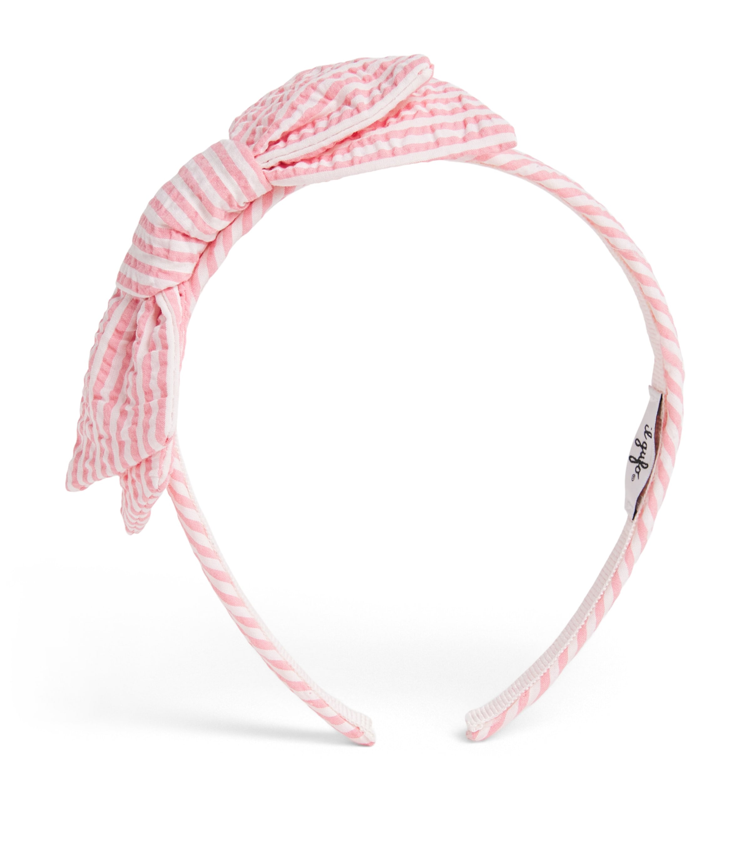 Il Gufo Stripe Bow Headband In Pink