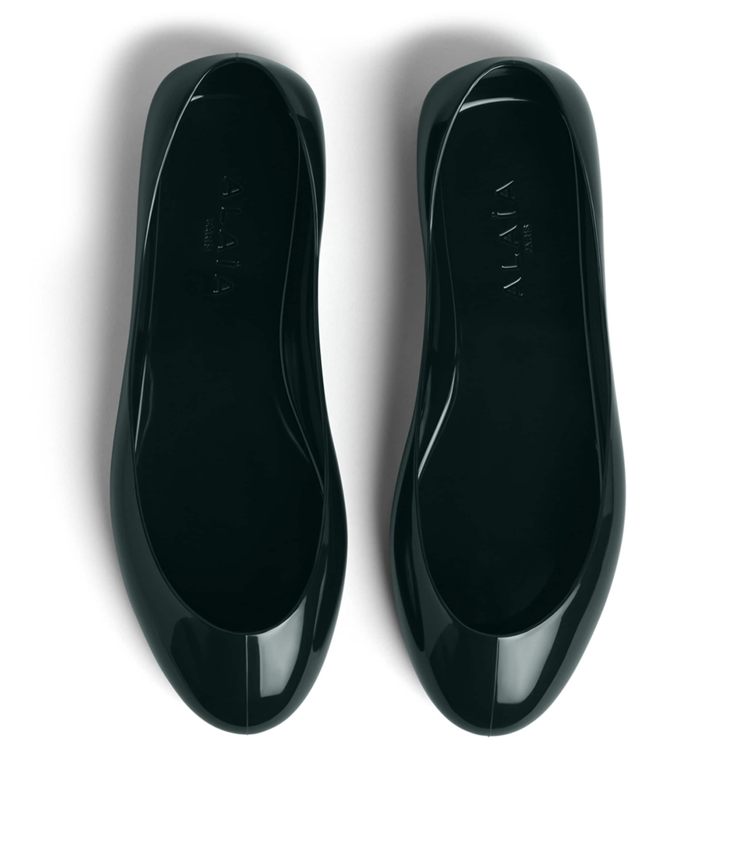 Alaïa Patent Leather Fishnet Ballet Pumps Vert Foret Image 2