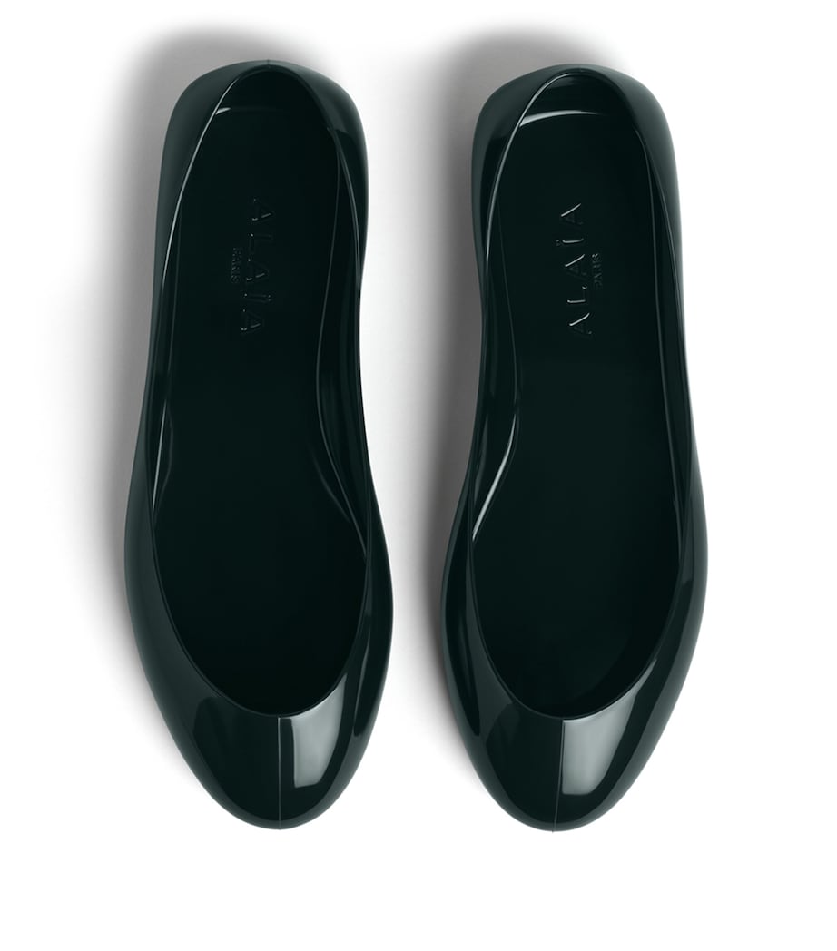 Alaïa Patent Leather Fishnet Ballet Pumps Vert Foret Image 2