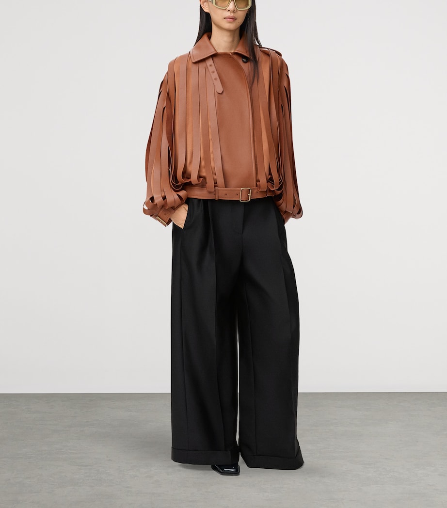 Wool-Silk Wide-Leg Trousers BLACK Image 2