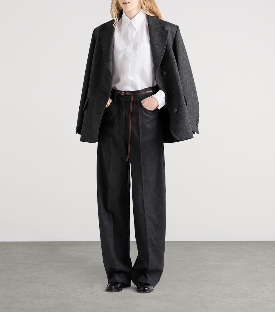 Prada Womens Embroidered-Logo Poplin Shirt Image 2