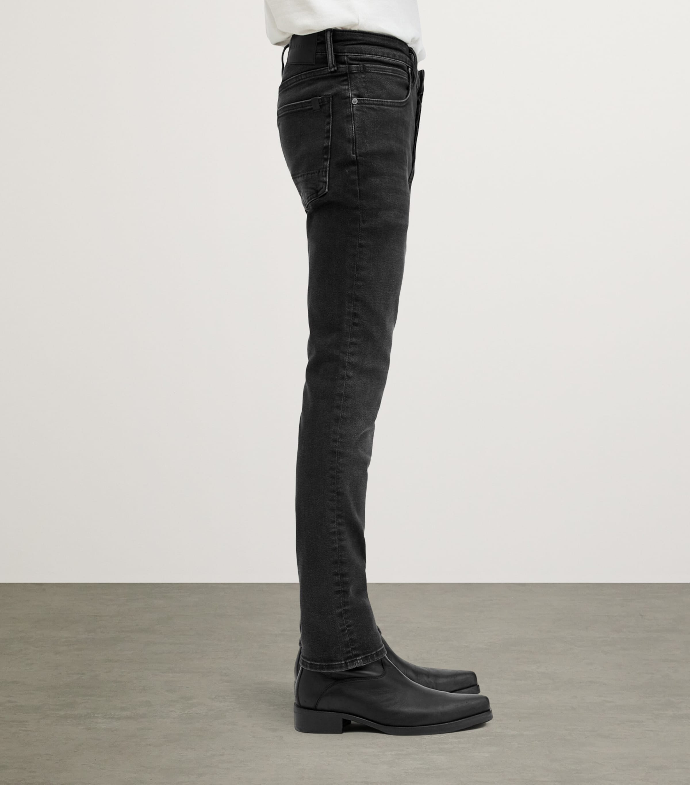 AllSaints Mens Sid Slim Jeans Washed Black Image 5