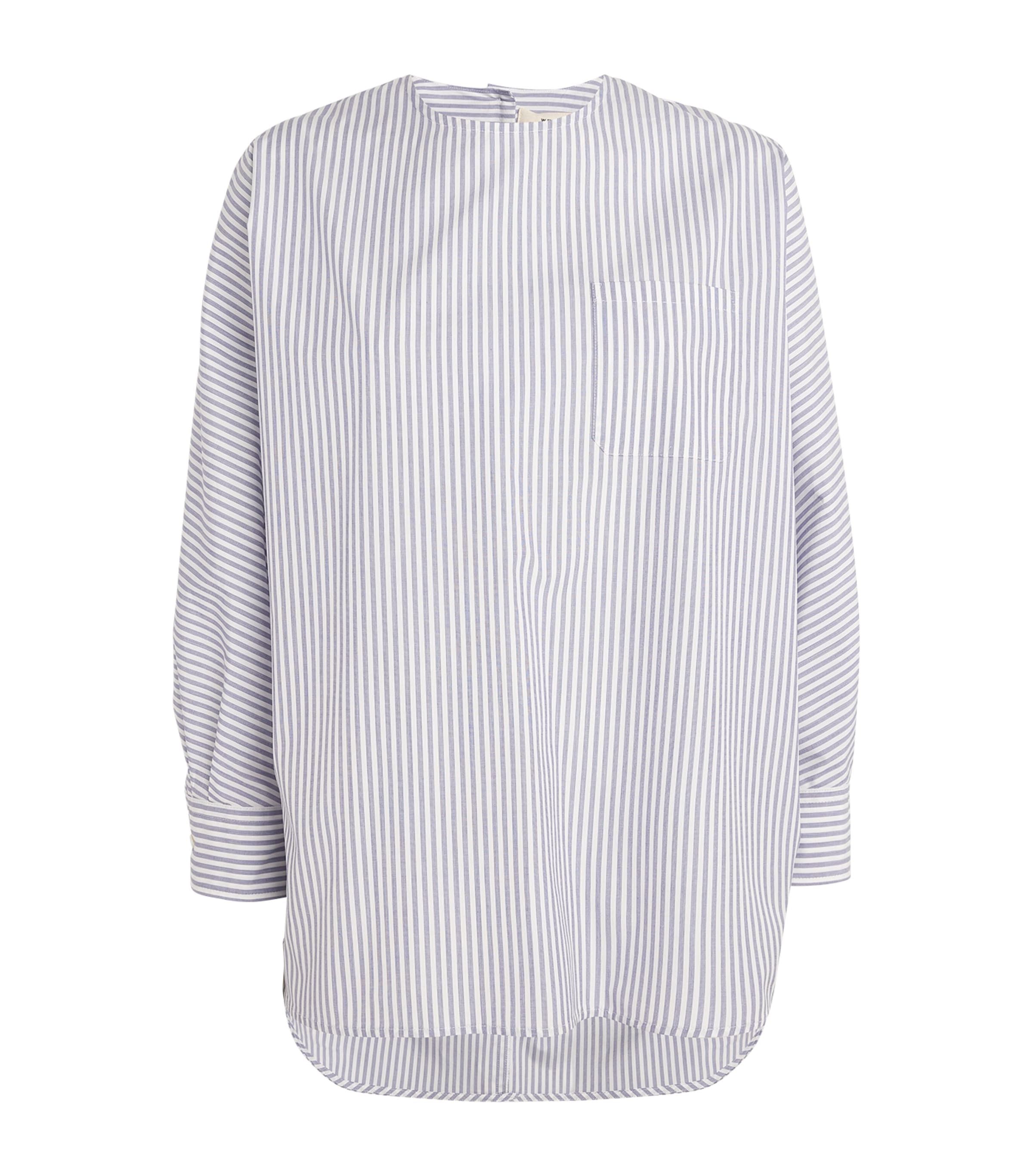 Shop Weekend Max Mara Striped Poplin Blouse In Blue