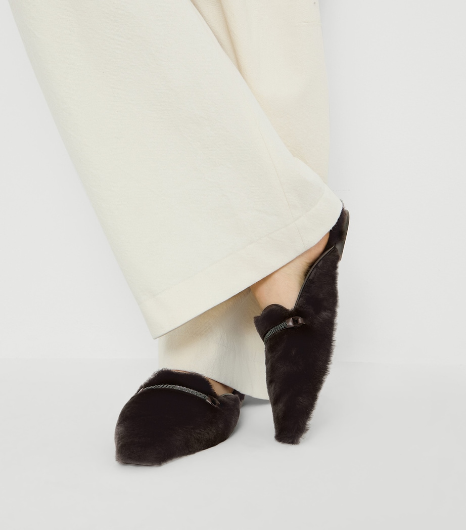 Brunello Cucinelli Shearling Flat Mules Image 2
