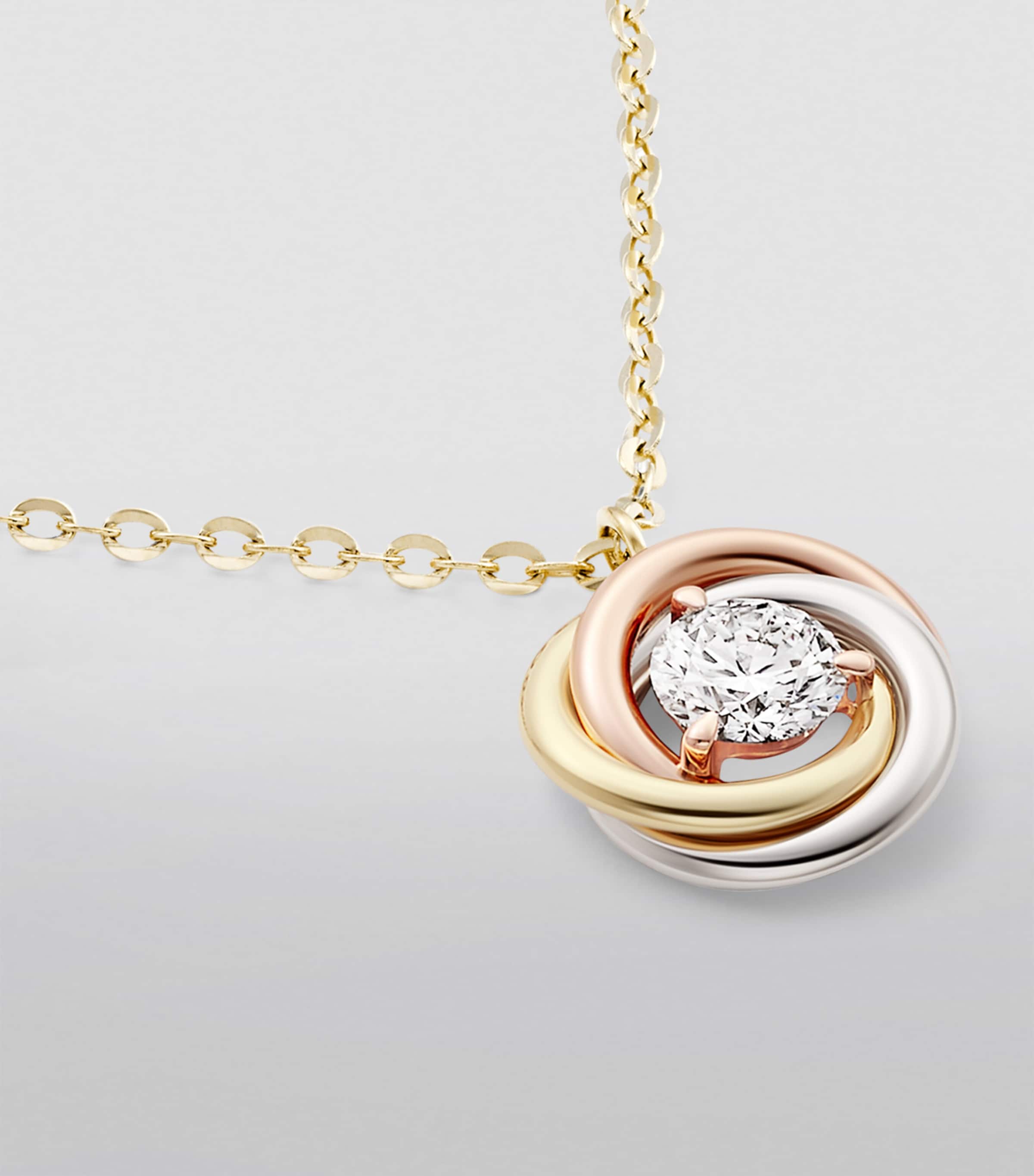 Mixed Gold and Diamond Trinity Necklace (36-40cm) MIXED GOLD Image 6