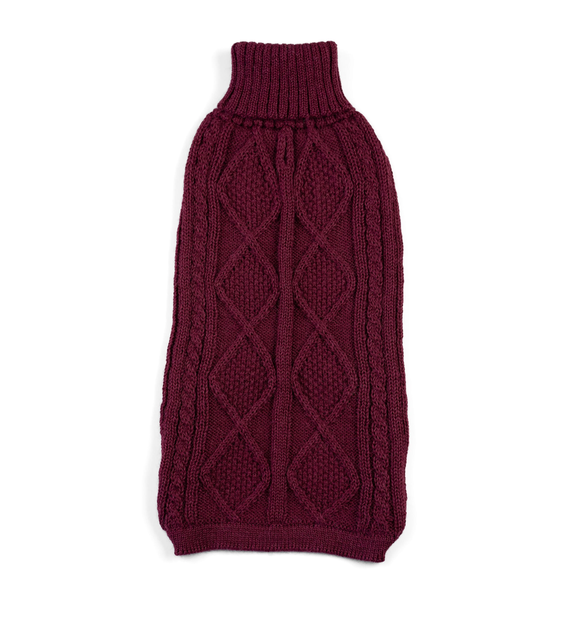 ALQO WASI Alpaca-Blend Aran Knit Dog Sweater (XX-Small) Red Wine Image 1