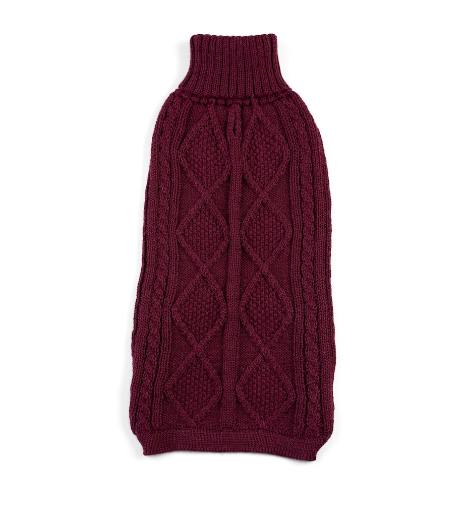 ALQO WASI Alpaca-Blend Aran Knit Dog Sweater (XX-Small) Red Wine Image 1
