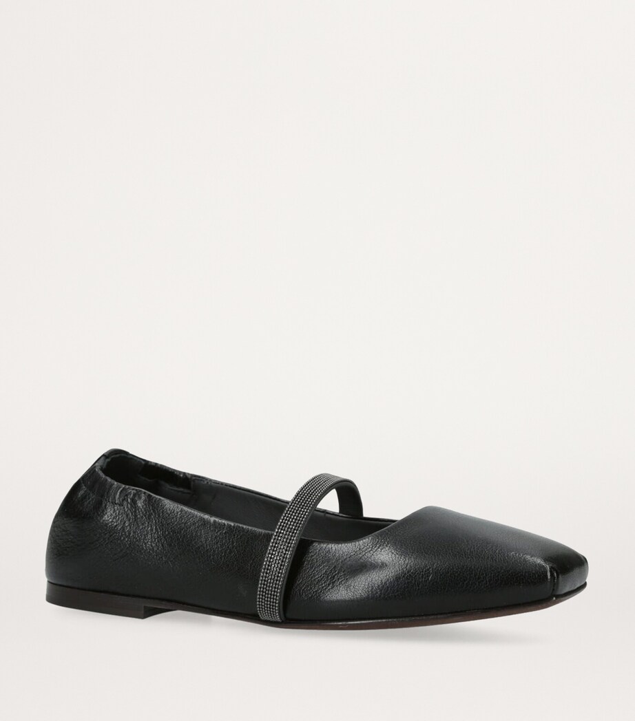 Brunello Cucinelli Leather Ballet Flats Black Image 3