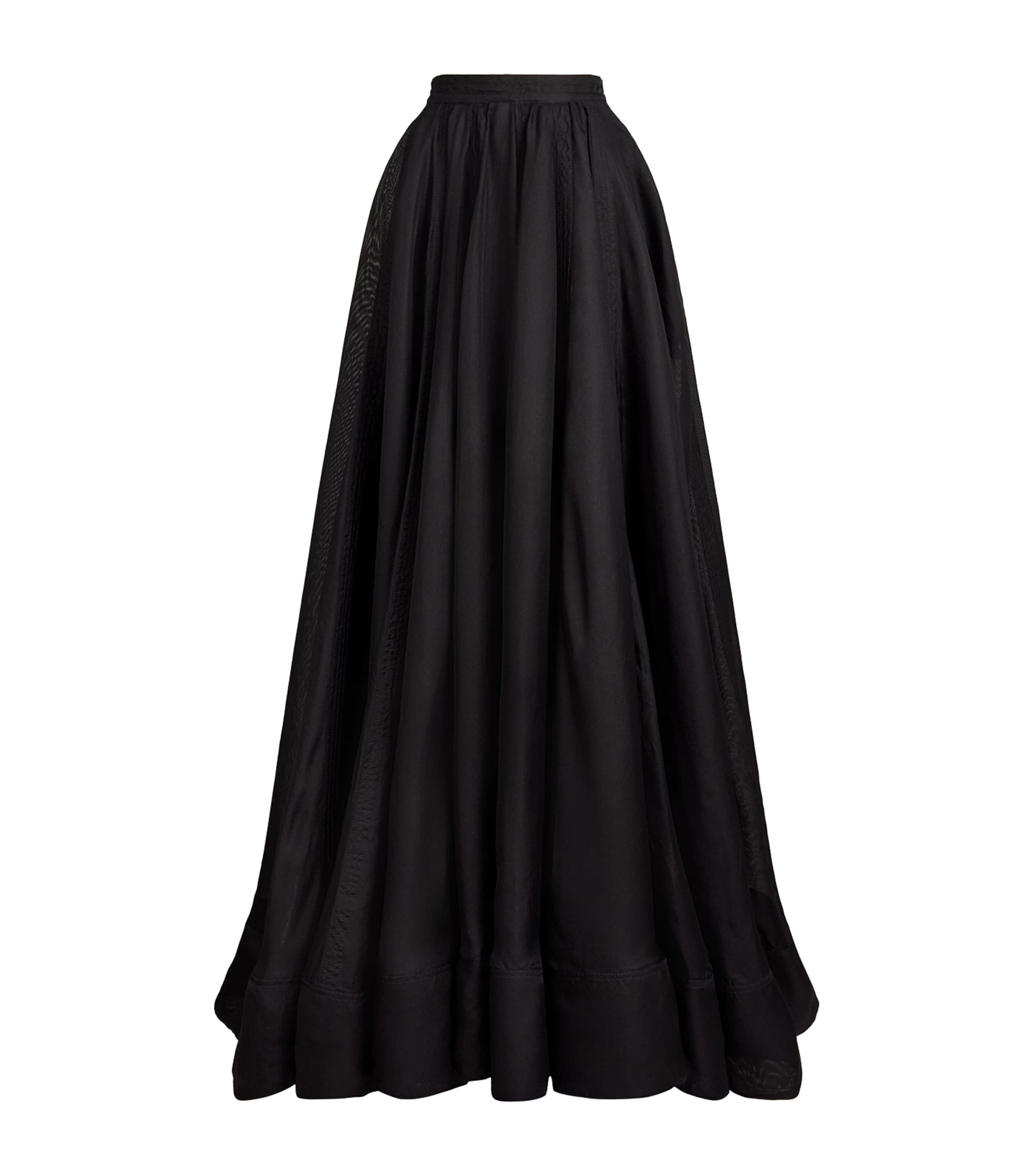 Ralph Lauren Collection Womens Silk Gazar Ivanna Maxi Skirt Black Image 1