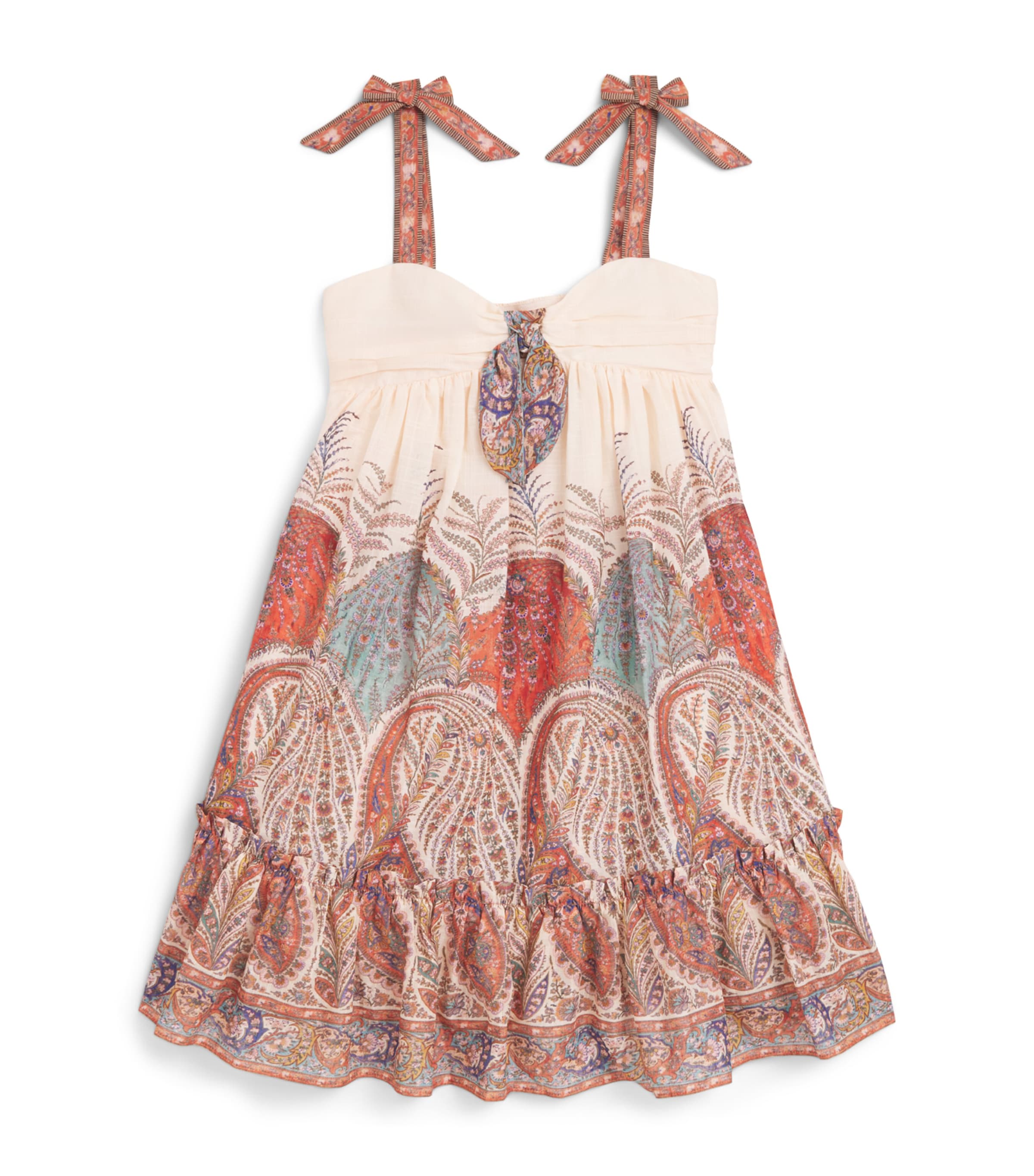 Zimmermann Kids Multi Cotton Rhiannon Kids Tie Front Dress (2-12