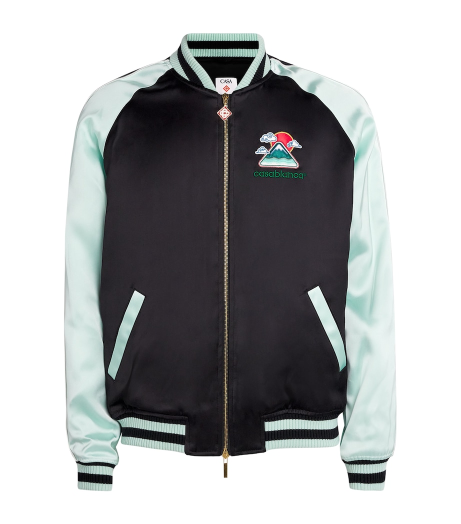 Casablanca Mens Satin Embroidered Bomber Jacket Black Image 1