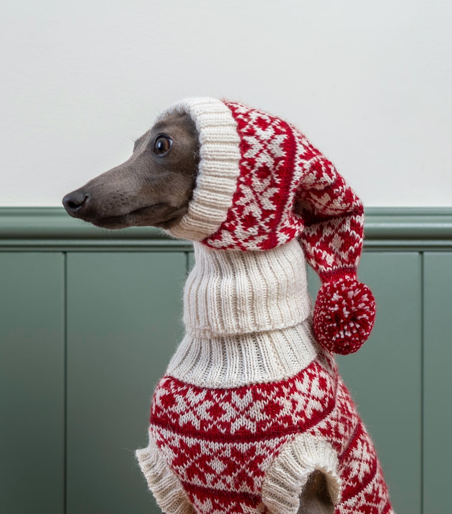 Alpaca-Blend Christmas Dog Hat WHITE / RED Image 2