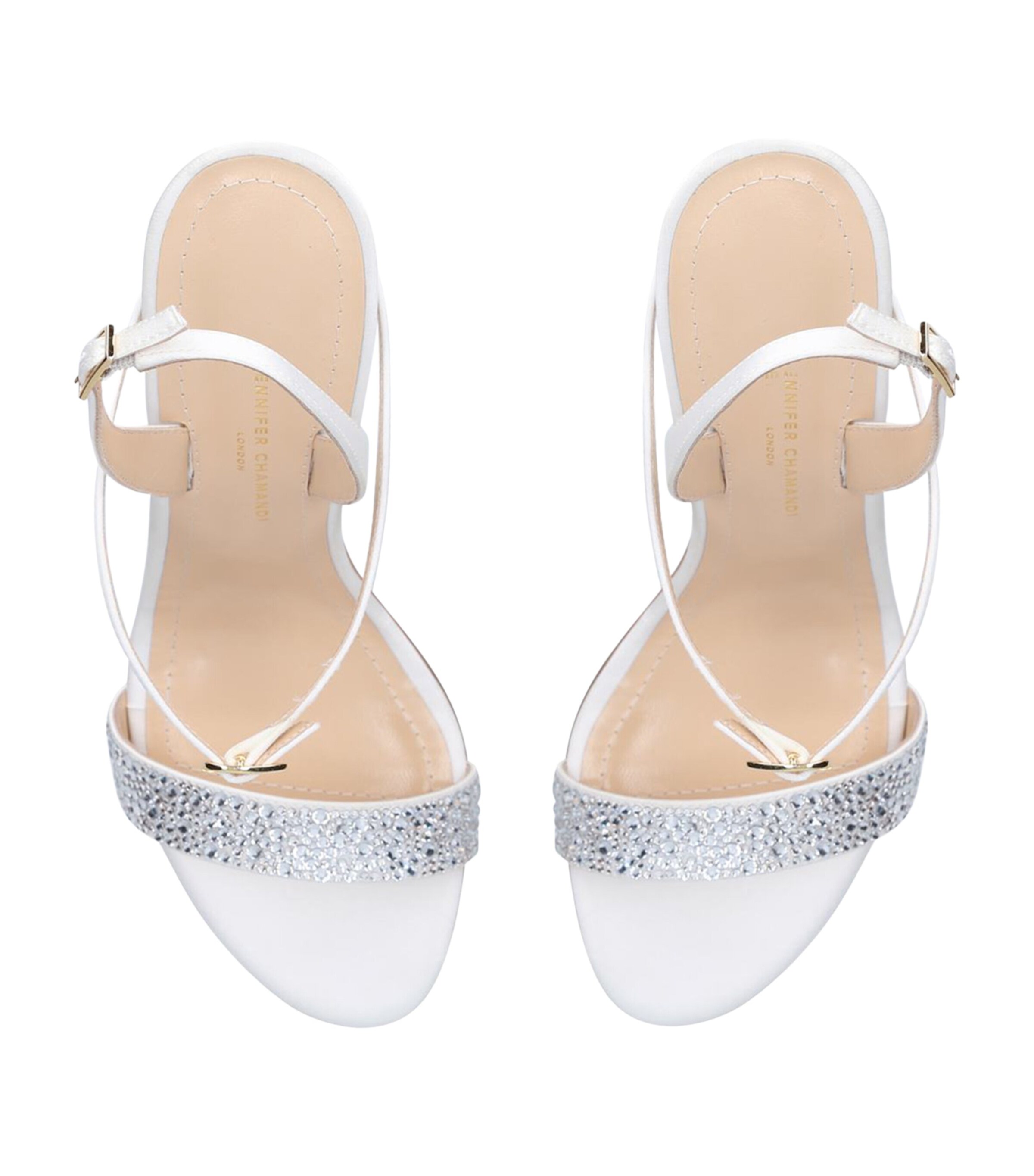 Jennifer Chamandi Embellished Satin Tomasso Sandals 105 White Image 4