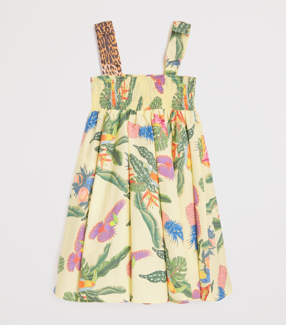 Cotton Tropical Print Smocked Dress (4-14 Years) TROPICANA YELLOW Image 2