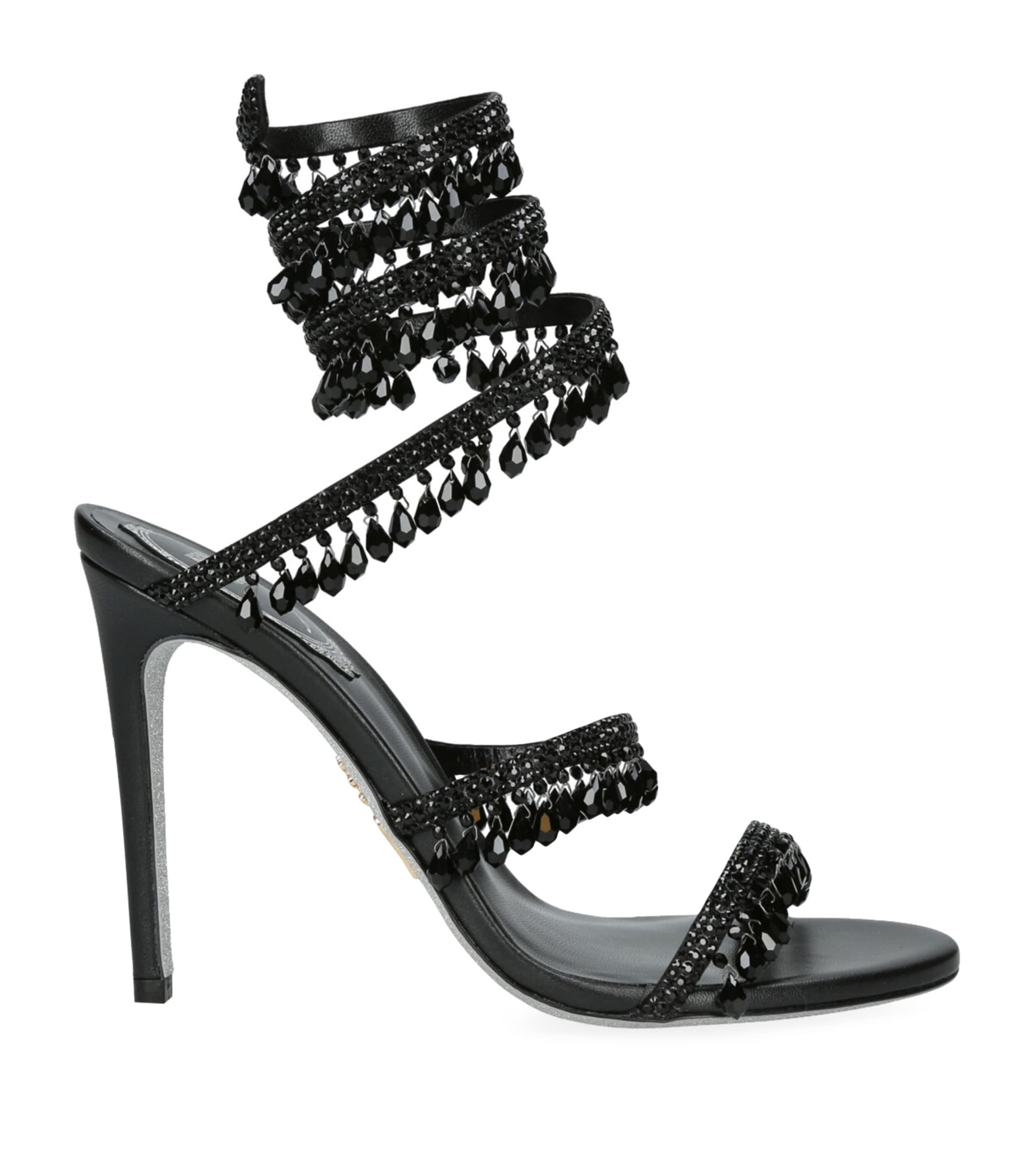 Shop René Caovilla Satin Chandelier Sandals 105 In Black