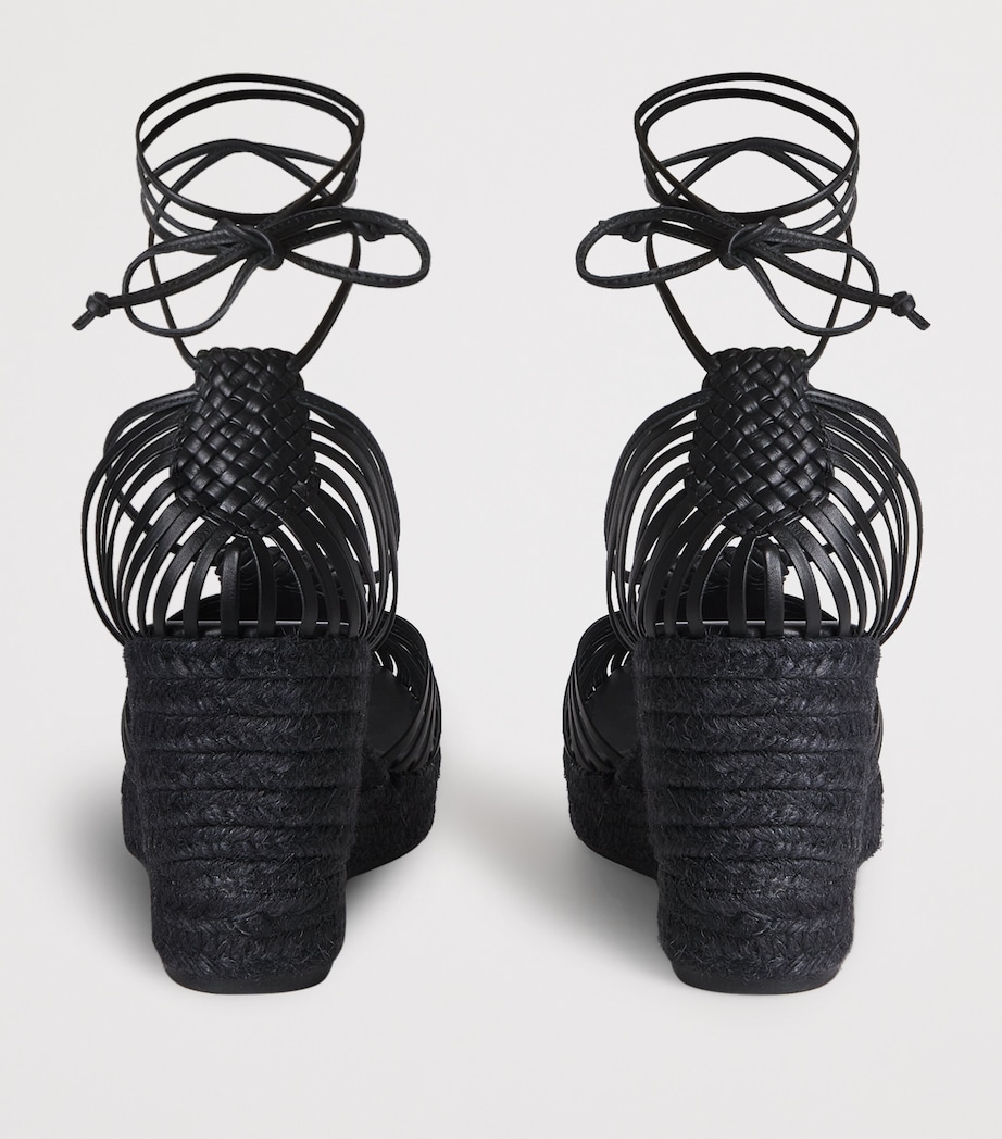 Leather Wedge Sandals 60 BLACK Image 4